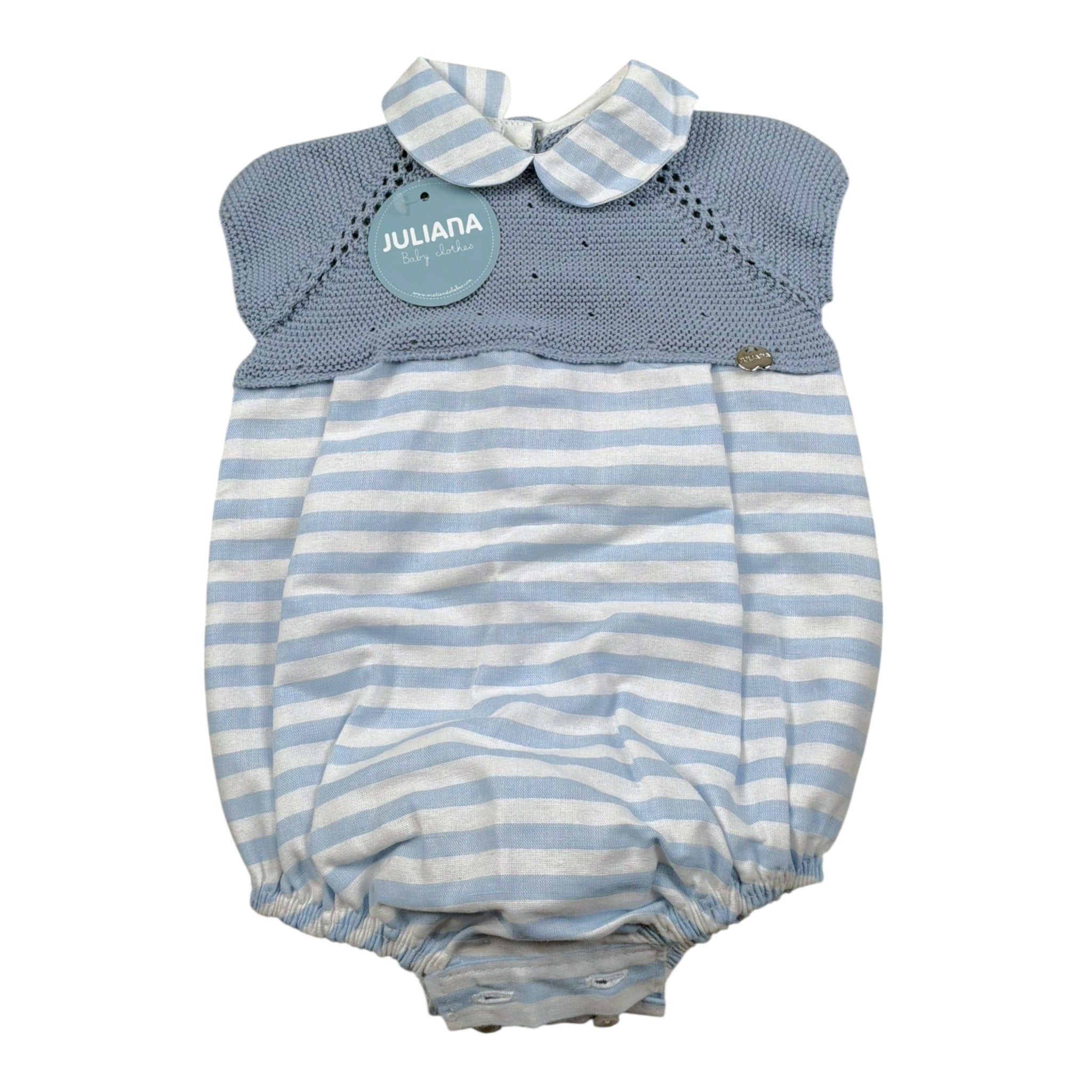 Juliana Pagliaccetto Mezza Manica Fantasia A Righe Azzurro Polvere per Neonato 25169X AZZURRO POLVERE JULIANA 