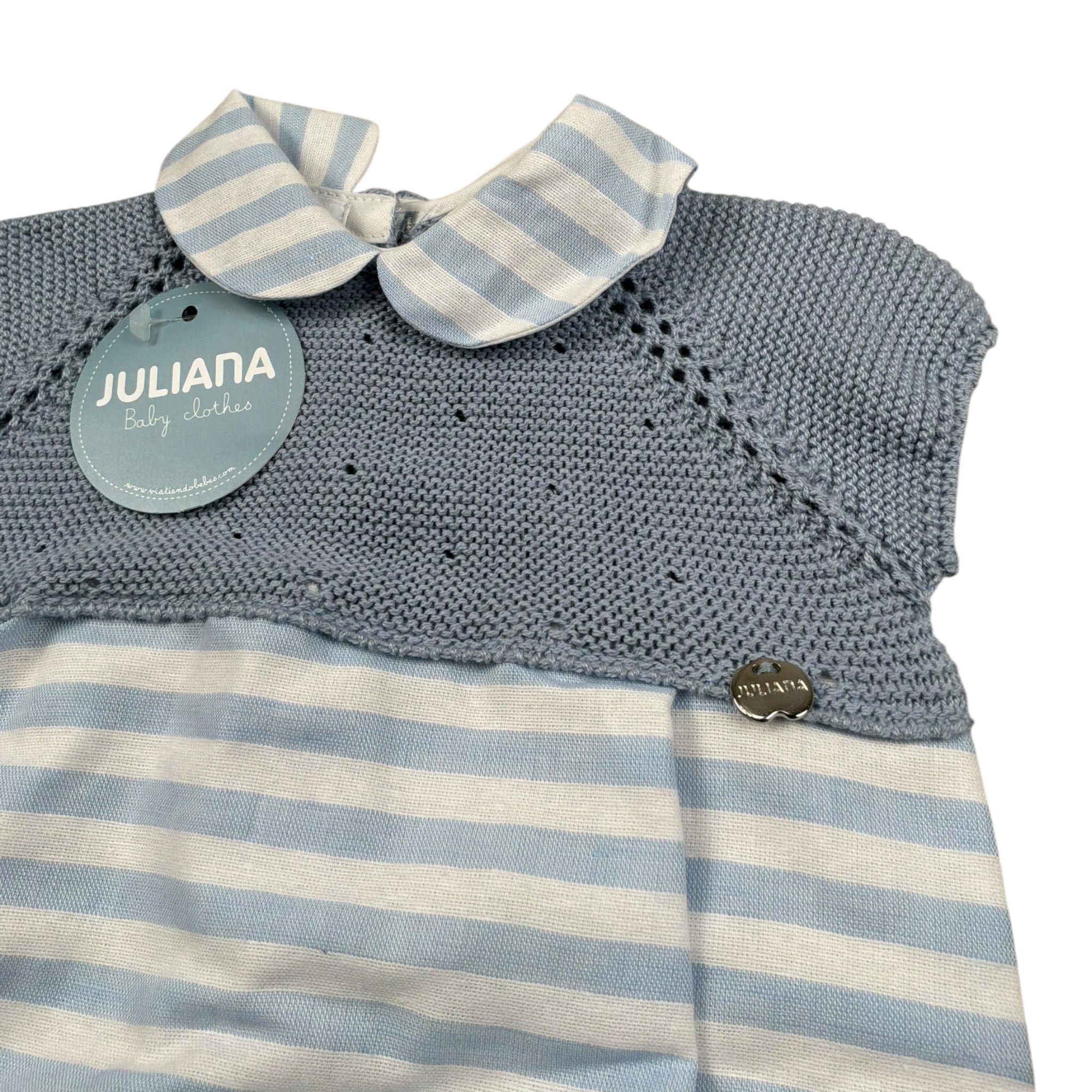 Juliana Pagliaccetto Mezza Manica Fantasia A Righe Azzurro Polvere per Neonato 25169X AZZURRO POLVERE JULIANA 