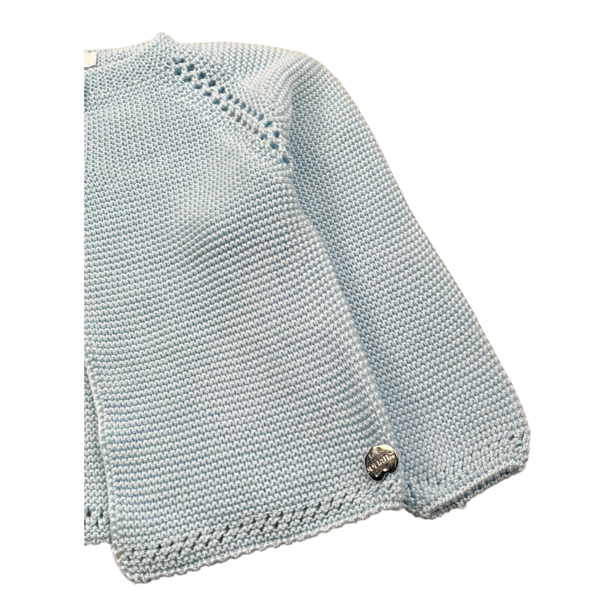 Juliana Cardigan Tinta Unita con Trafori per Bambina 25211J AZZURRO JULIANA 