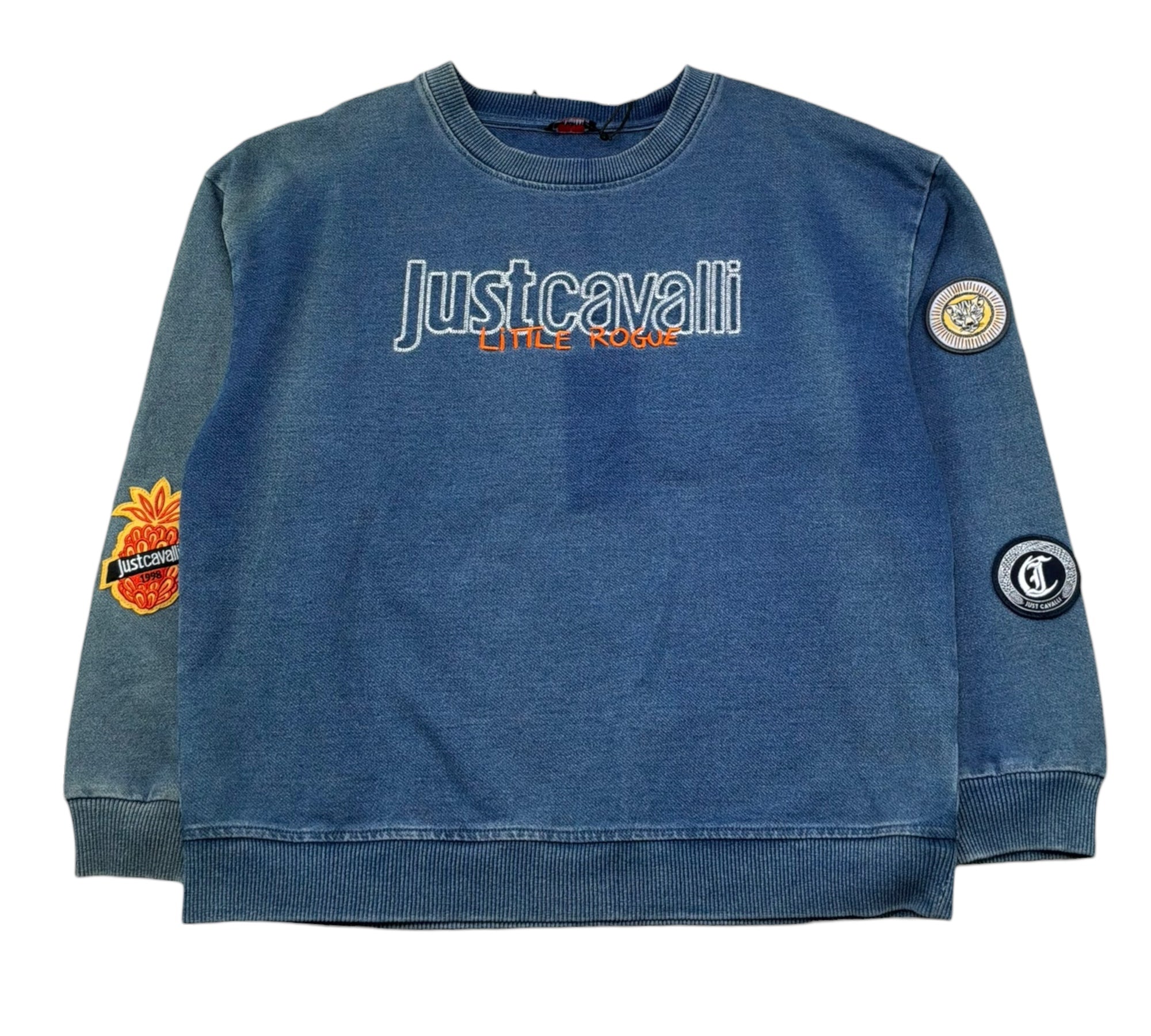 Just Cavalli Felpa In Denim Tinta Unita Girocollo per Bambino JBP2617FE BLU JUST CAVALLI 