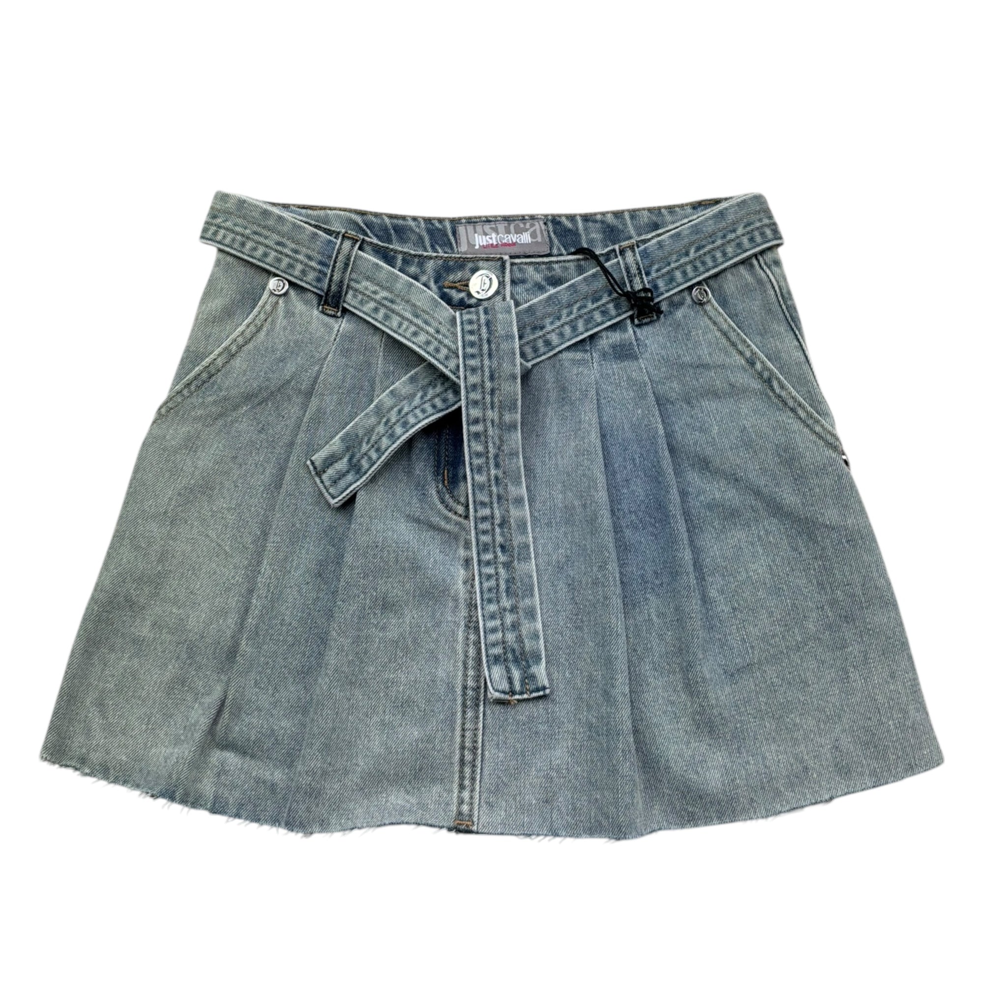 Just Cavalli Gonna In Denim Tinta Unita con Cintura per Bambina JGP26118GO AZZURRO JUST CAVALLI 