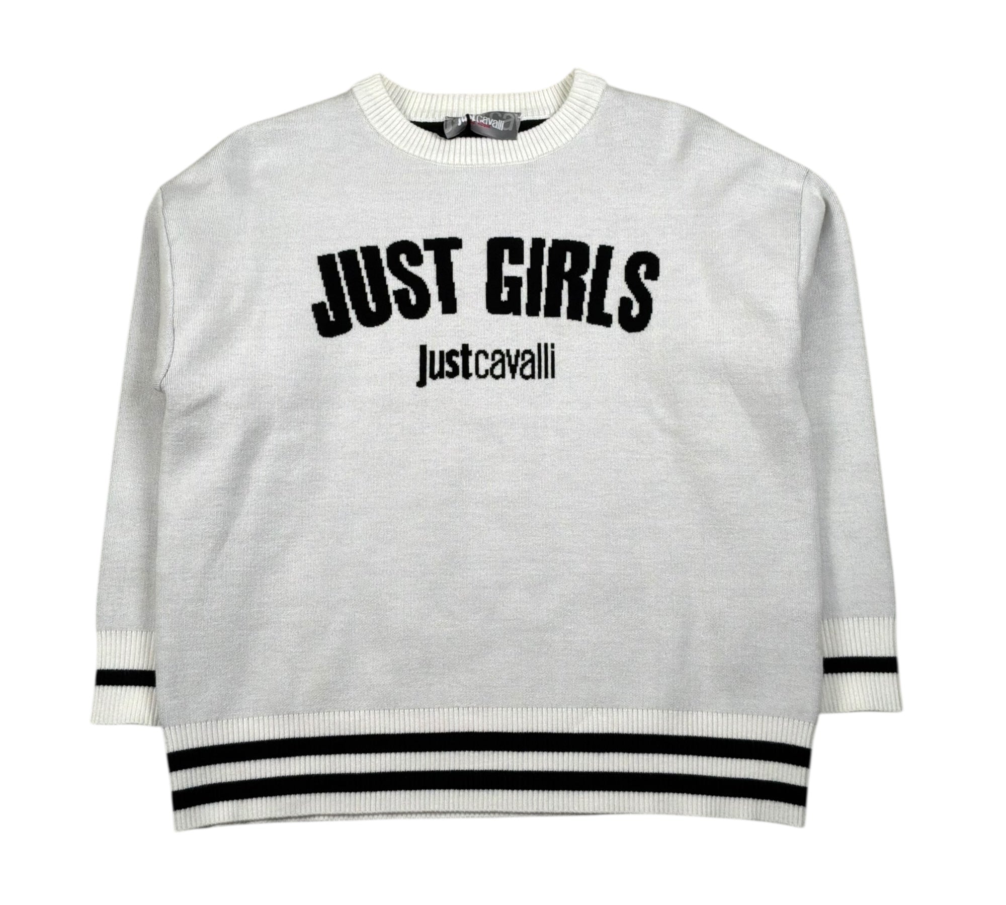 Just Cavalli Maglia Girocollo Tinta Unita con Stampa per Bambina JGP26180MA BIANCO JUST CAVALLI 