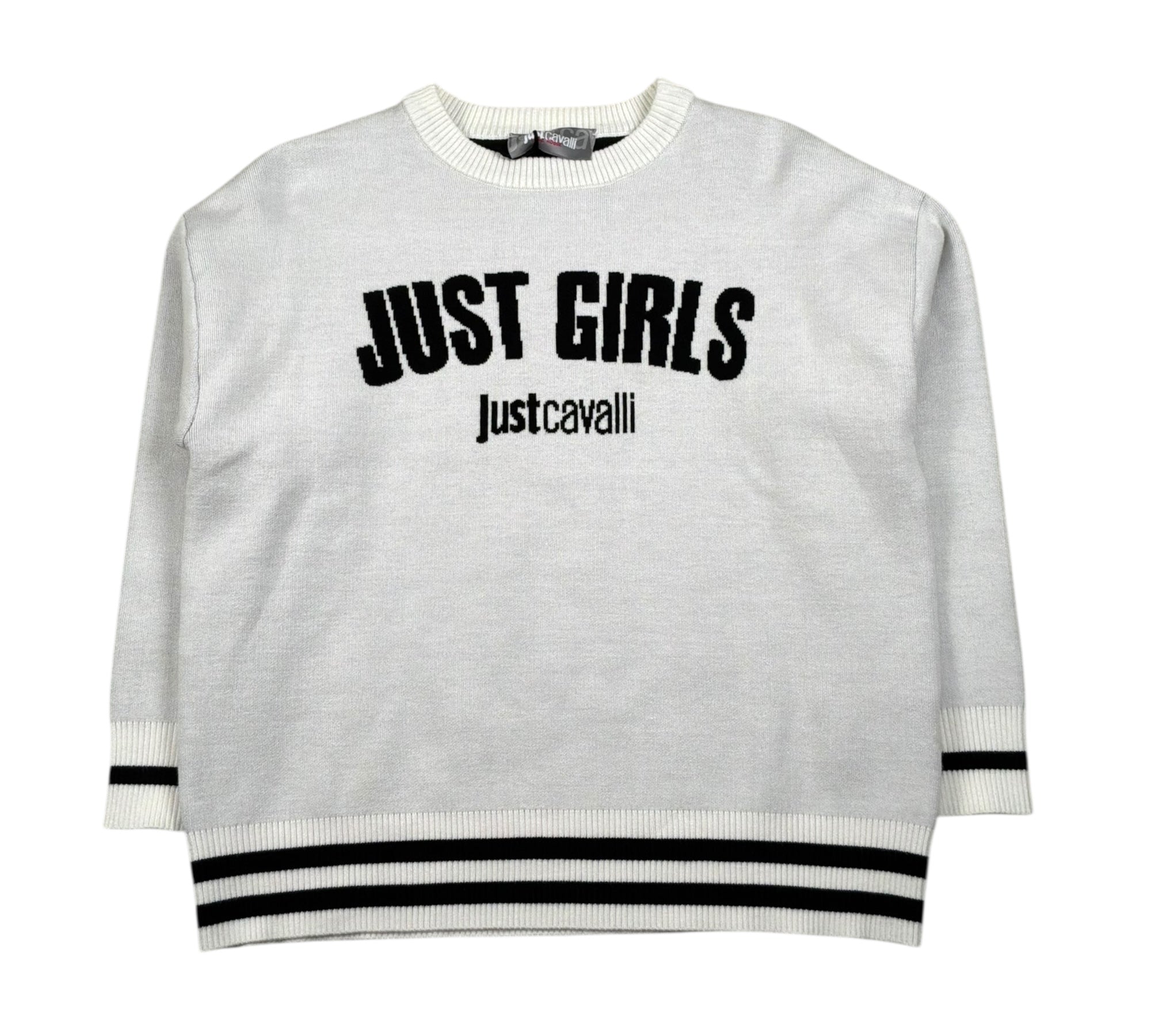 Just Cavalli Maglia Girocollo Tinta Unita con Stampa per Bambina JGP26180MA BIANCO JUST CAVALLI 