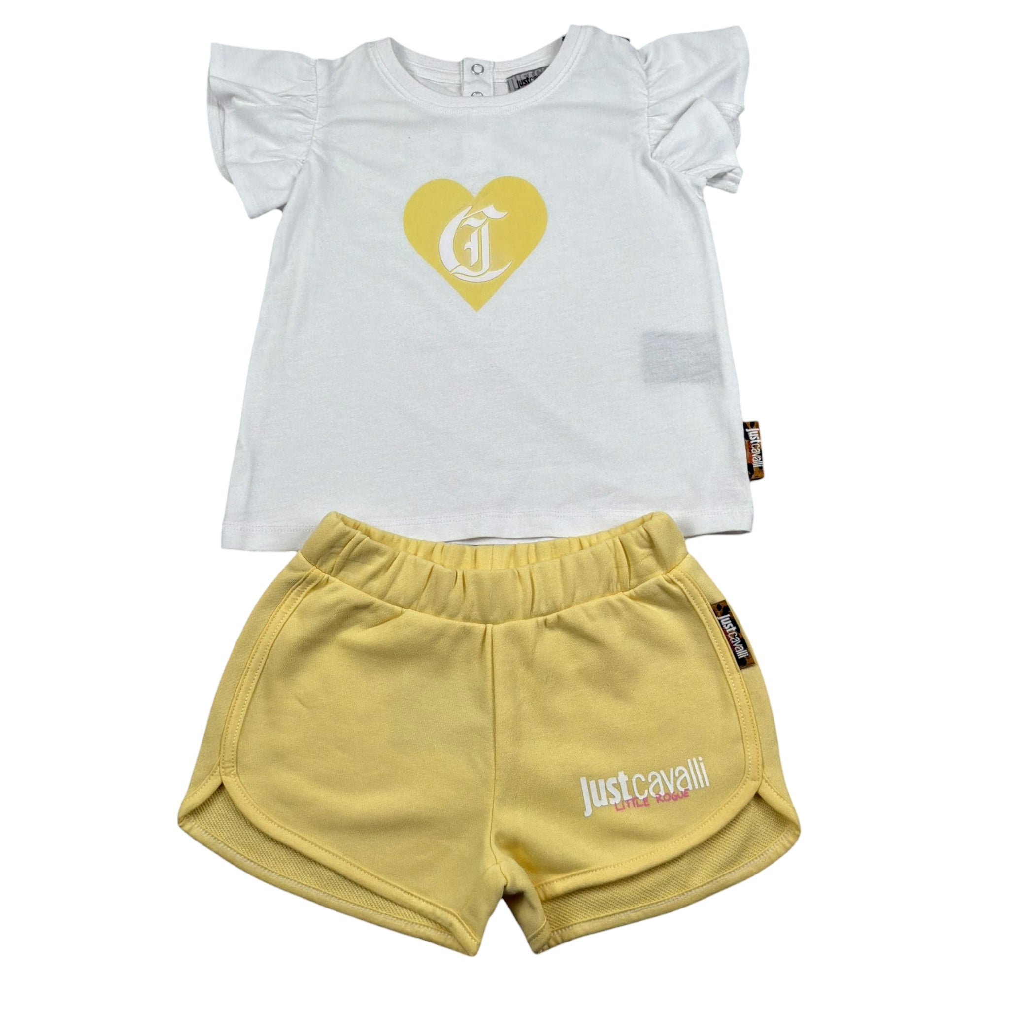 completo 2 pezzi t-shirt-short bicolore JIP26077CJJ BIANCO/GIALLO JUST CAVALLI 