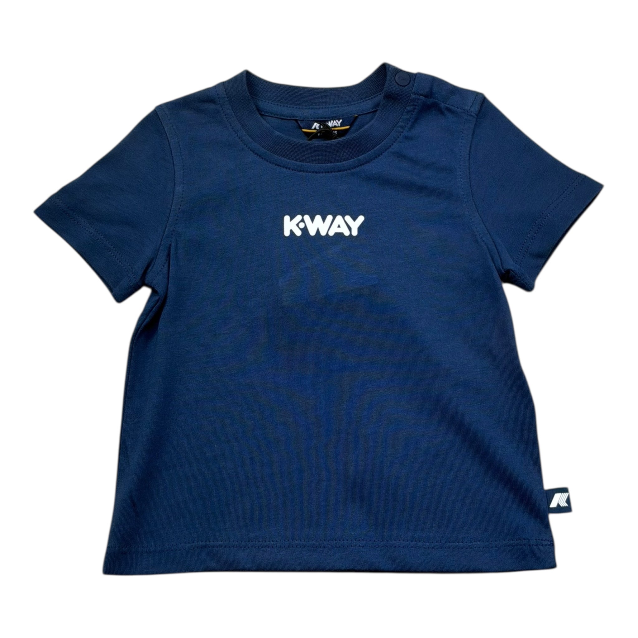 K-Way T-Shirt Girocollo Tinta Unita con Logo per Neonato K11613WX BLU K-WAY 