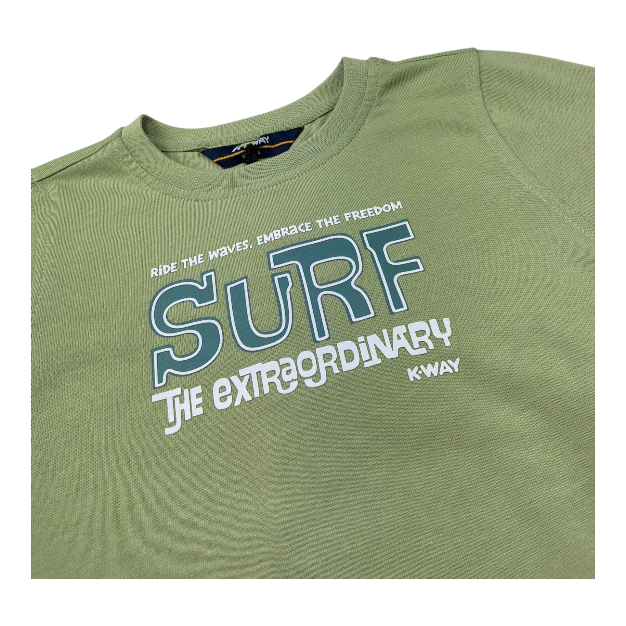 K-Way T-Shirt Girocollo Tinta Unita con Stampa per Bambino K11711W VERDE K-WAY 