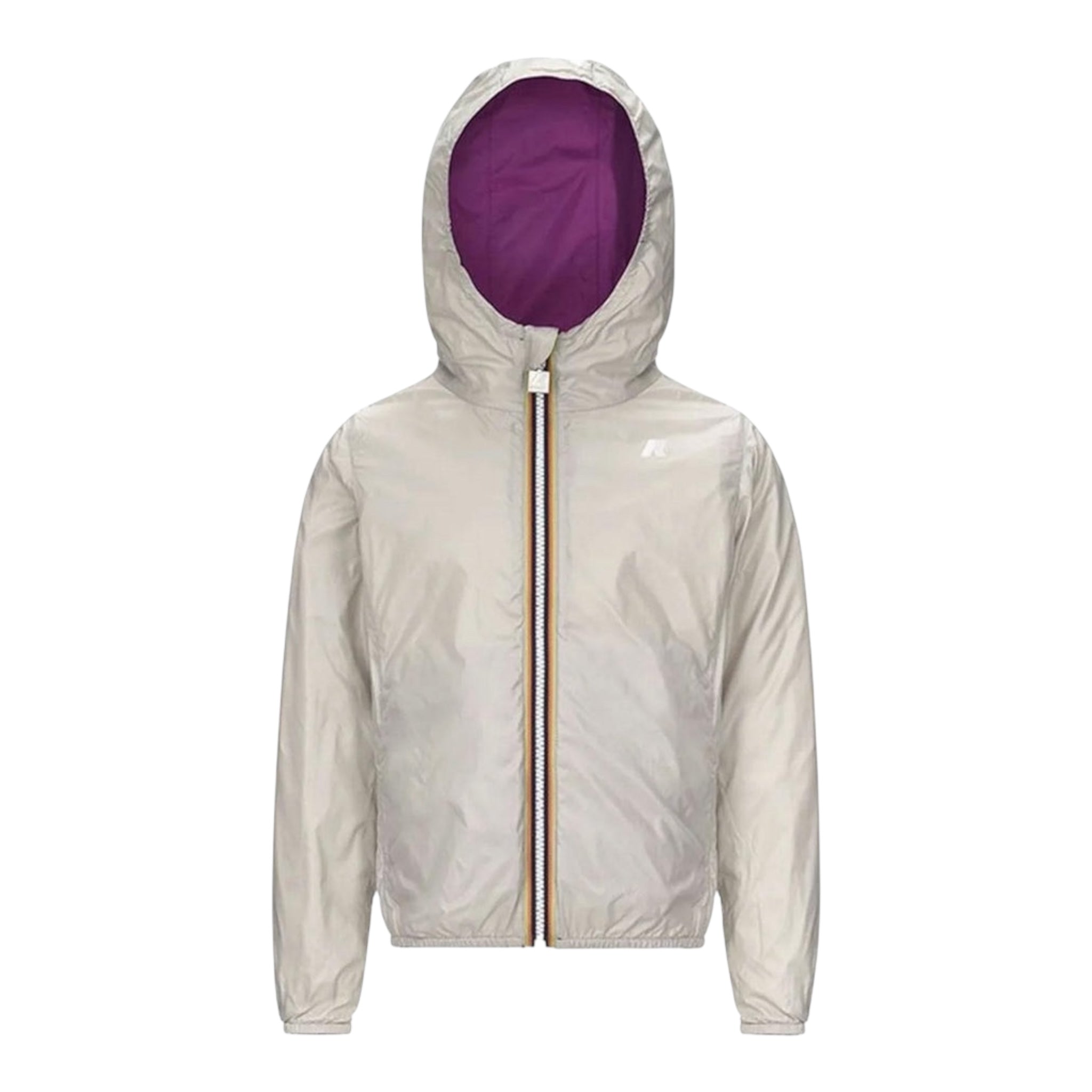 K-Way Giubbino Reversibile con Zip E Cappuccio per Bambina K61313W VIOLA/GRIGIO K-WAY 