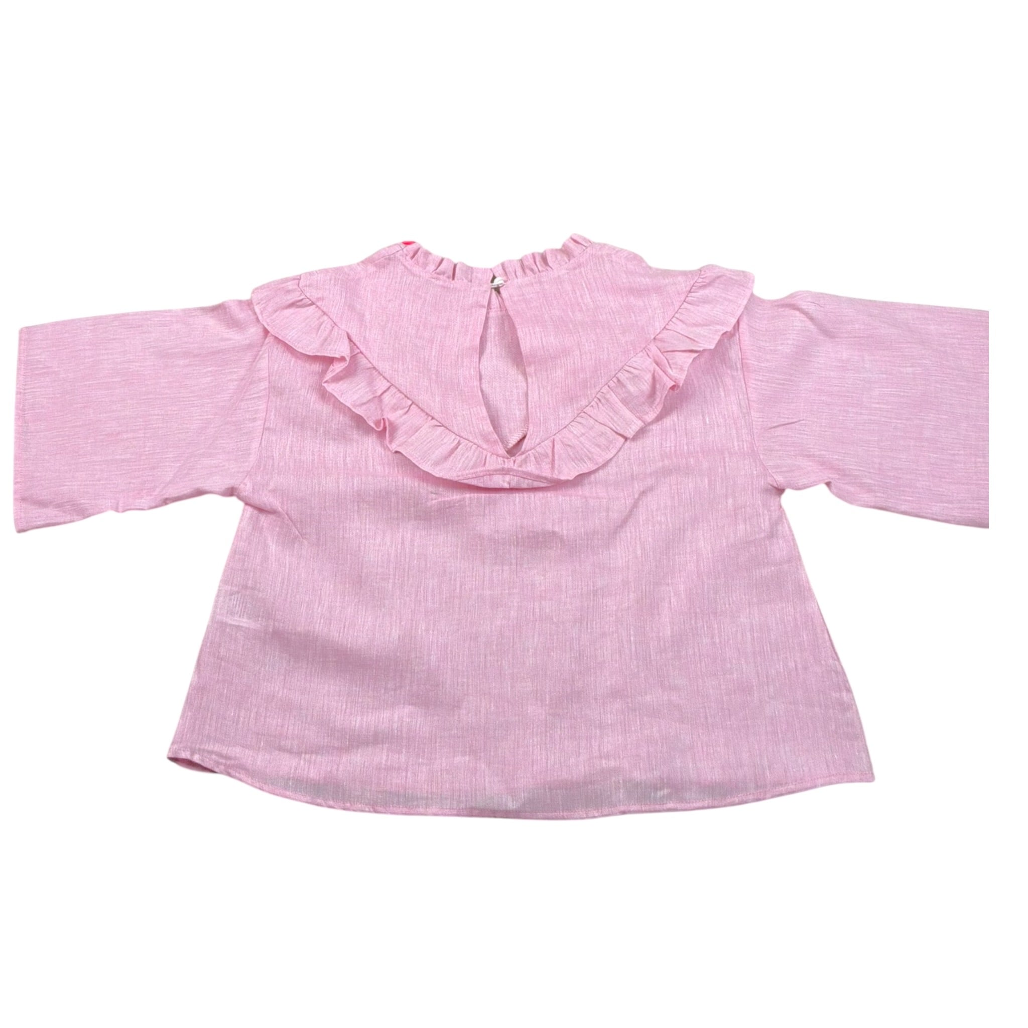 Kaos Camicia Tinta Unita con Balze per Bambina KS133 ROSA KAOS 