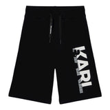 Karl Lagerfeld Bermuda Tuta Tinta Unita con Logo per Bambino Z30413 NERO KARL LAGERFELD 