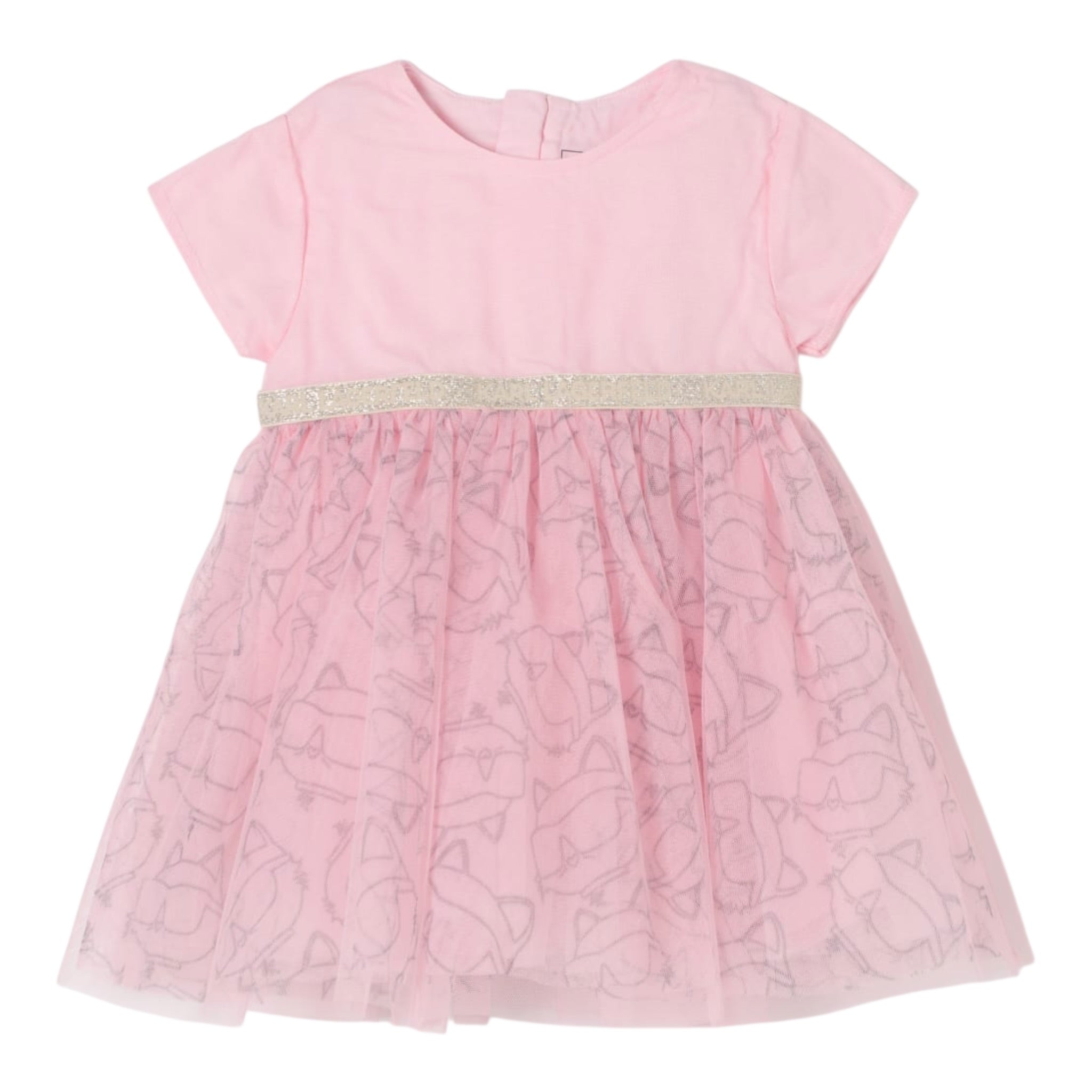 Karl Lagerfeld Abito Mezza Manica Tinta Unita In Tulle per Neonata Z30519 ROSA KARL LAGERFELD 