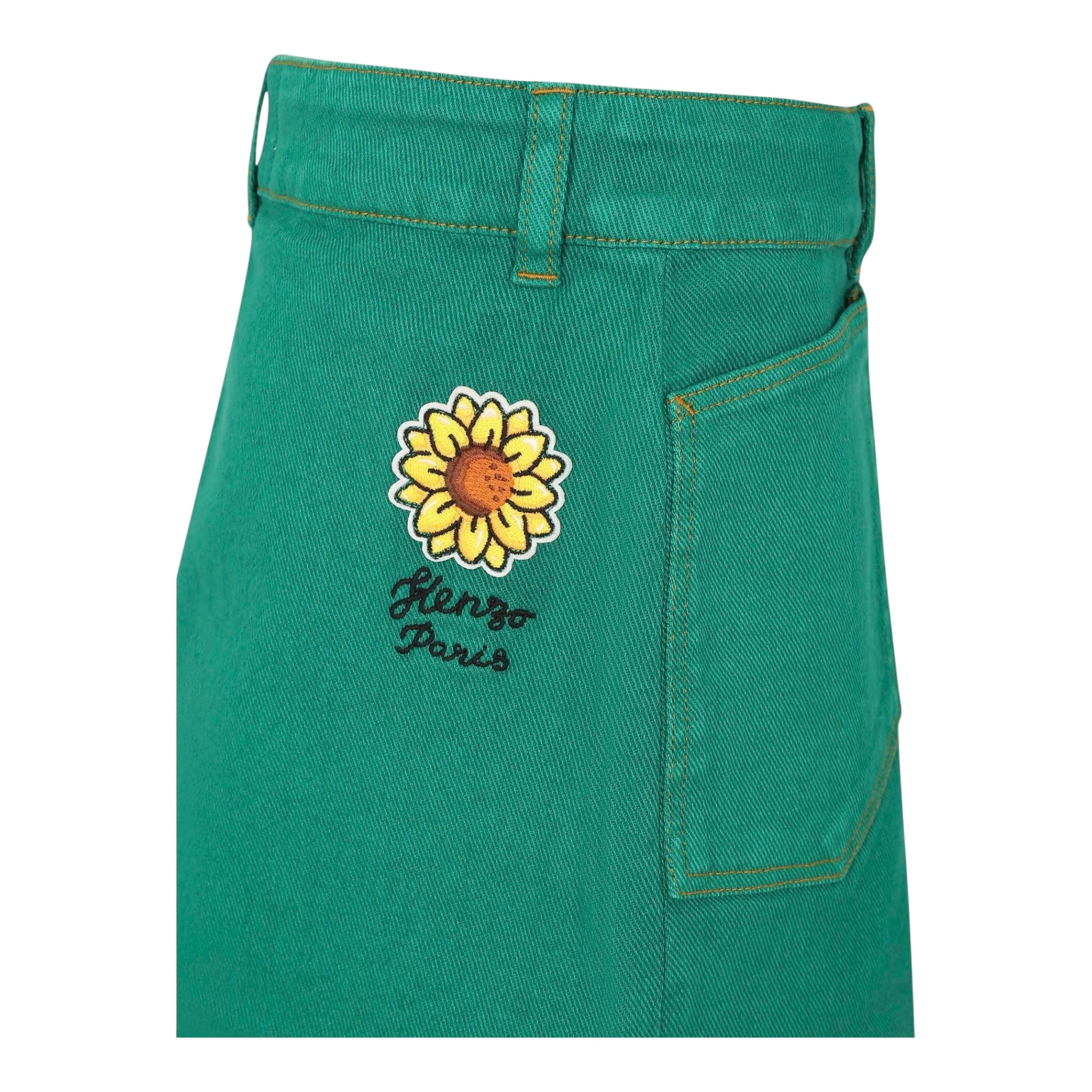 Kenzo Gonna Tinta Unita con Girovita Regolabile per Bambina K60908 VERDE KENZO 