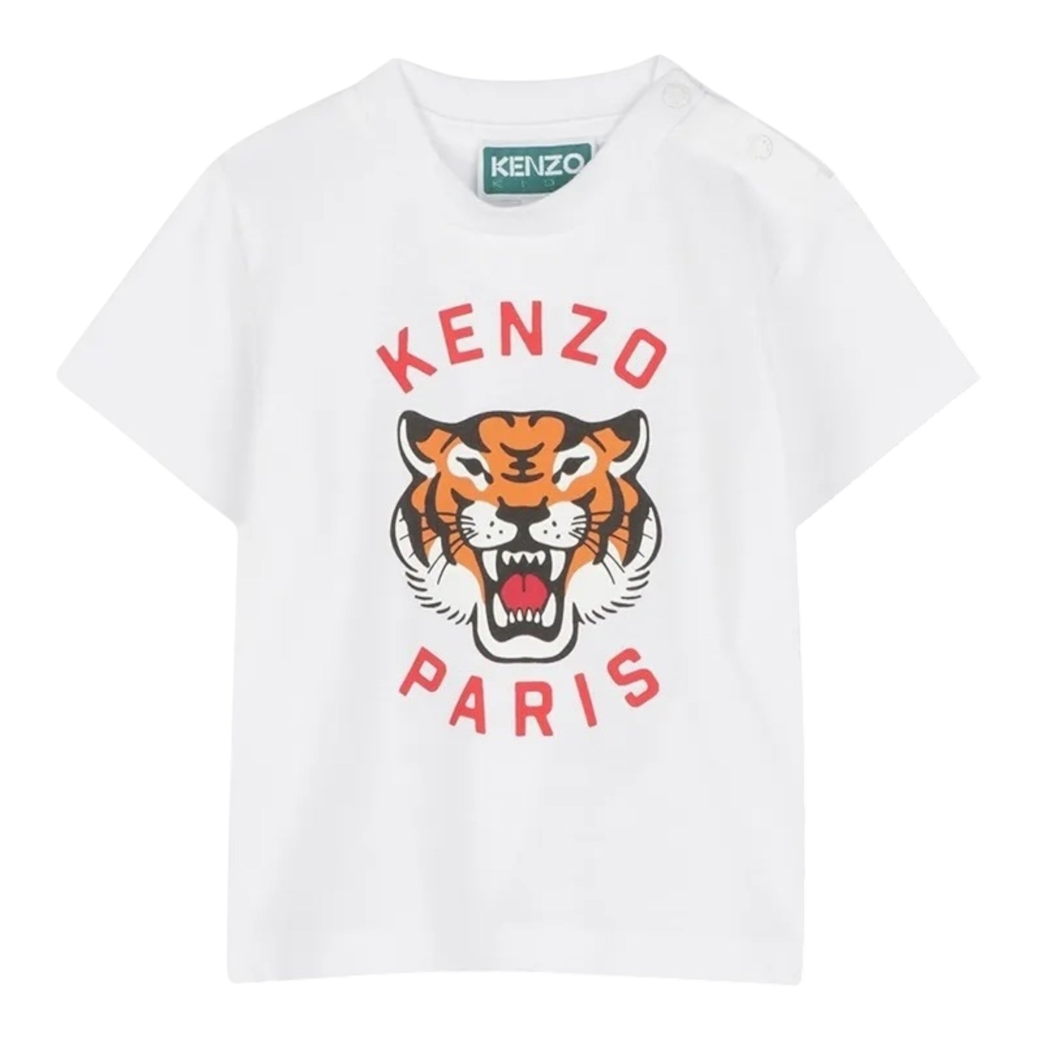 Kenzo T-Shirt Girocollo Tinta Unita con Stampa per Neonato K60977 BIANCO KENZO 