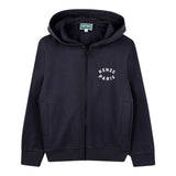 Kenzo Felpa con Zip E Cappuccio Tinta Unita con Logo per Bambino K61190 BLU KENZO 