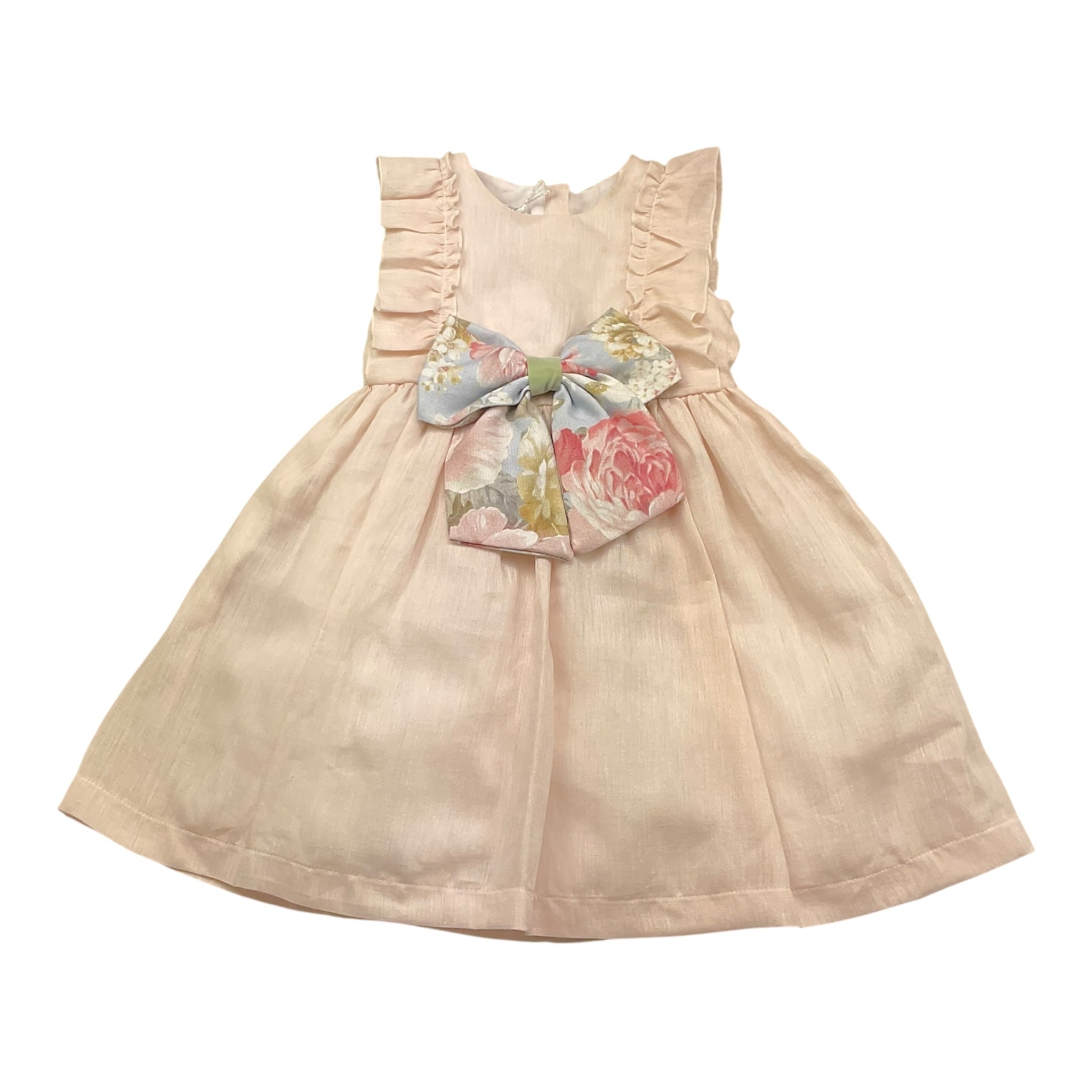La Sartoria Dei Piccoli Abito Giromanica Tinta Unita con Balze per Neonata L023N ROSA LA SARTORIA DEI PICCOLI 