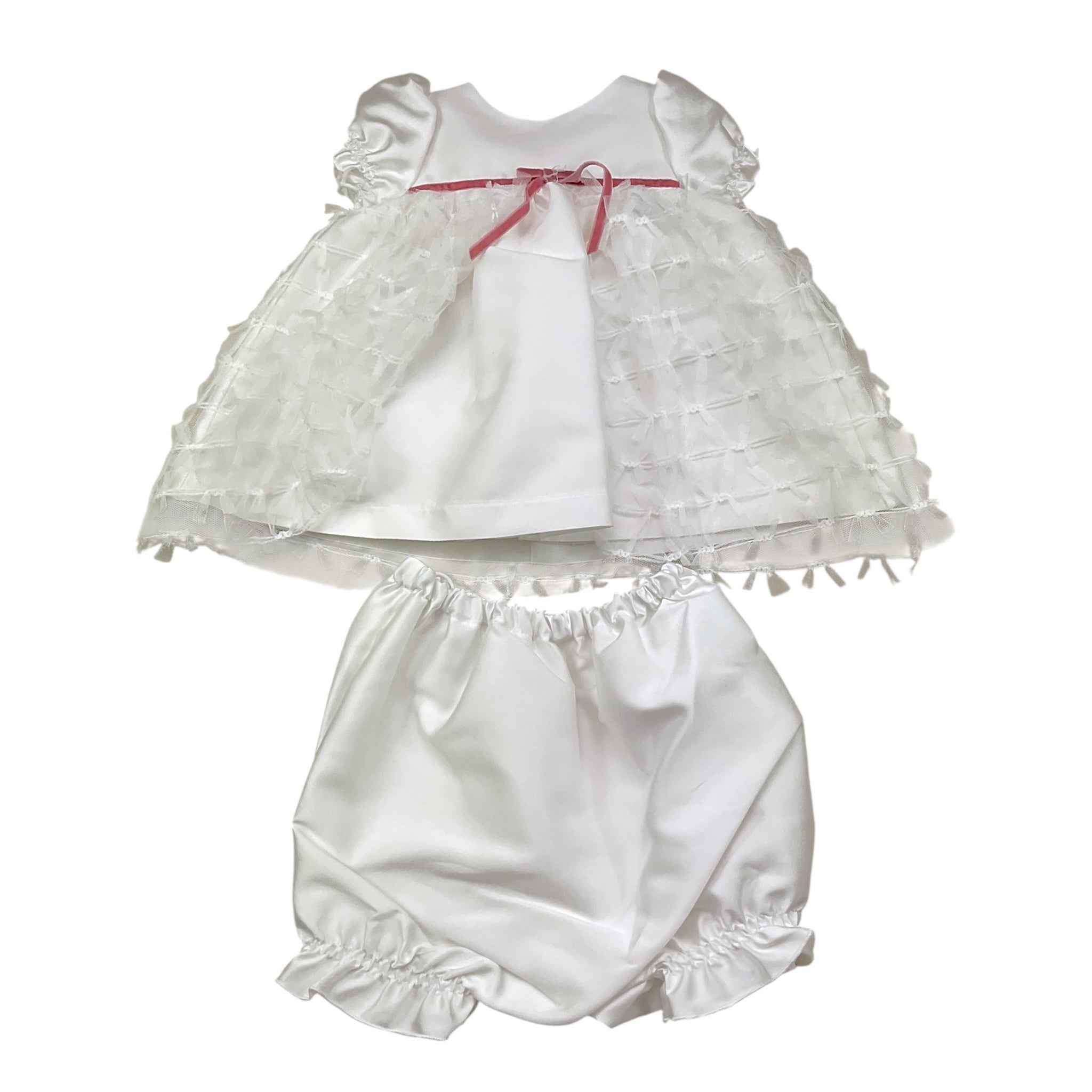 La Stupenderia Set Abito Cerimonia-Culotte Tinta Unita per Neonata CBAB54 BIANCO LA STUPENDERIA 