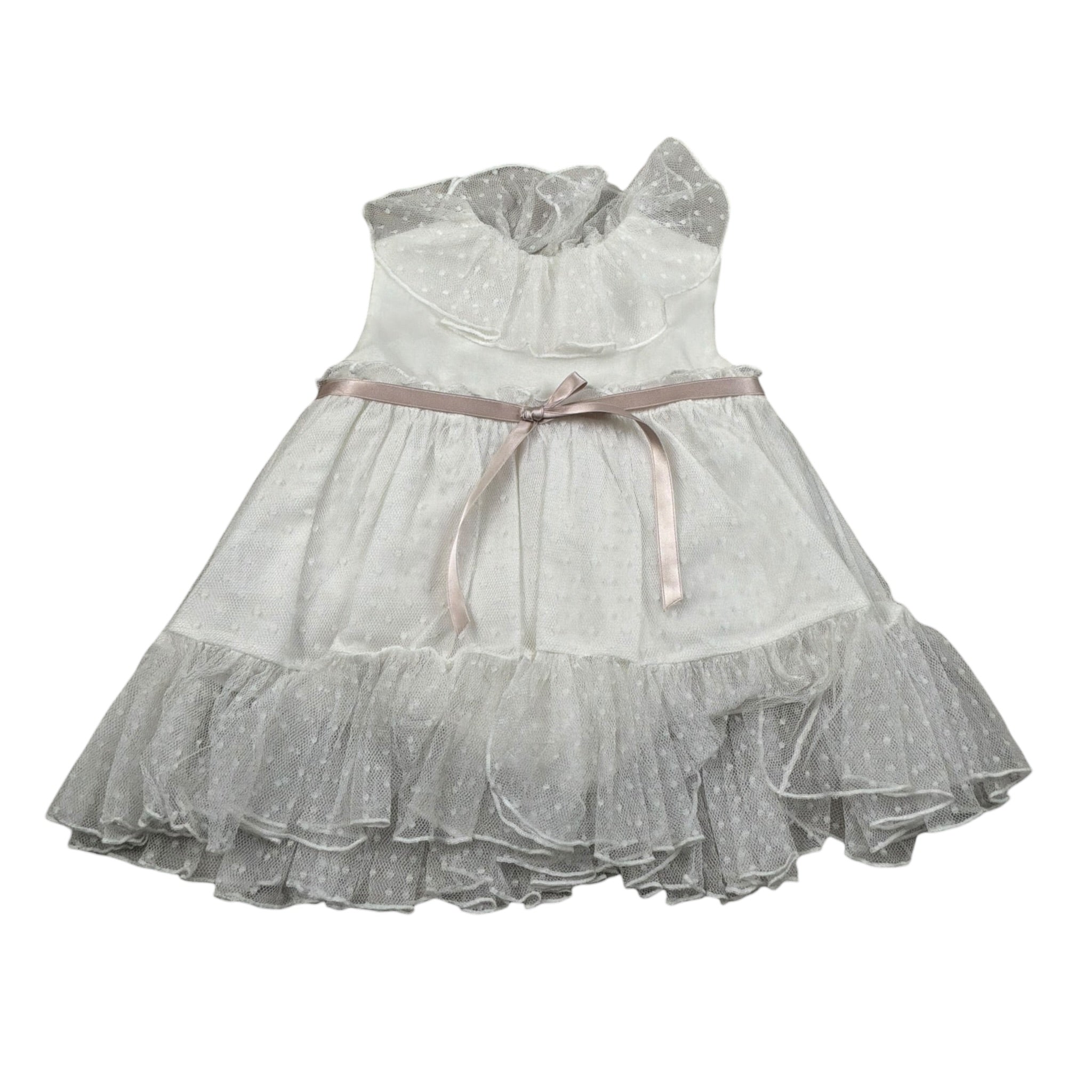 La Stupenderia Abito Giromanica tinta unita Cn Tulle Bianco per Neonata CBAB64 BIANCO LA STUPENDERIA 