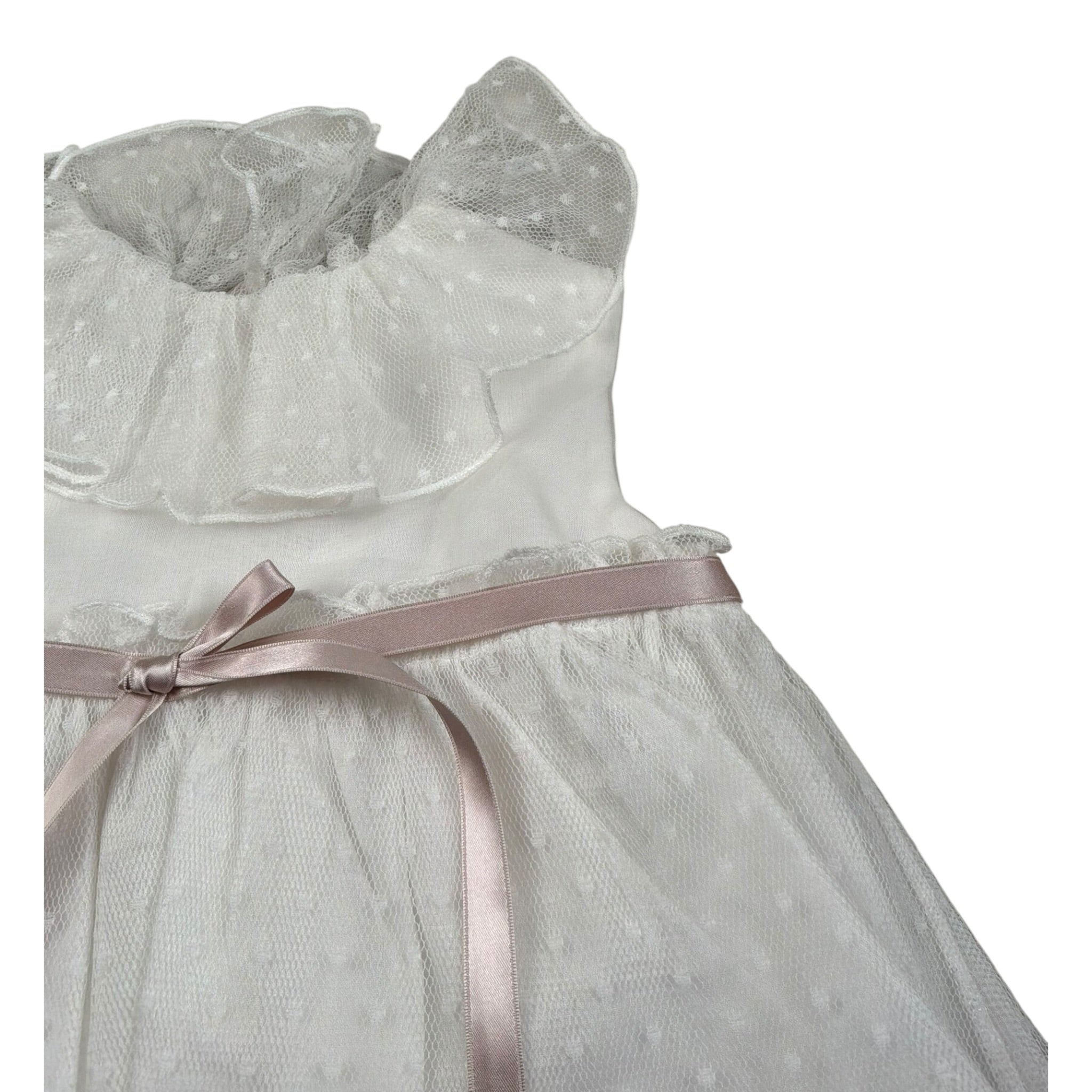 La Stupenderia Abito Giromanica tinta unita Cn Tulle Bianco per Neonata CBAB64 BIANCO LA STUPENDERIA 