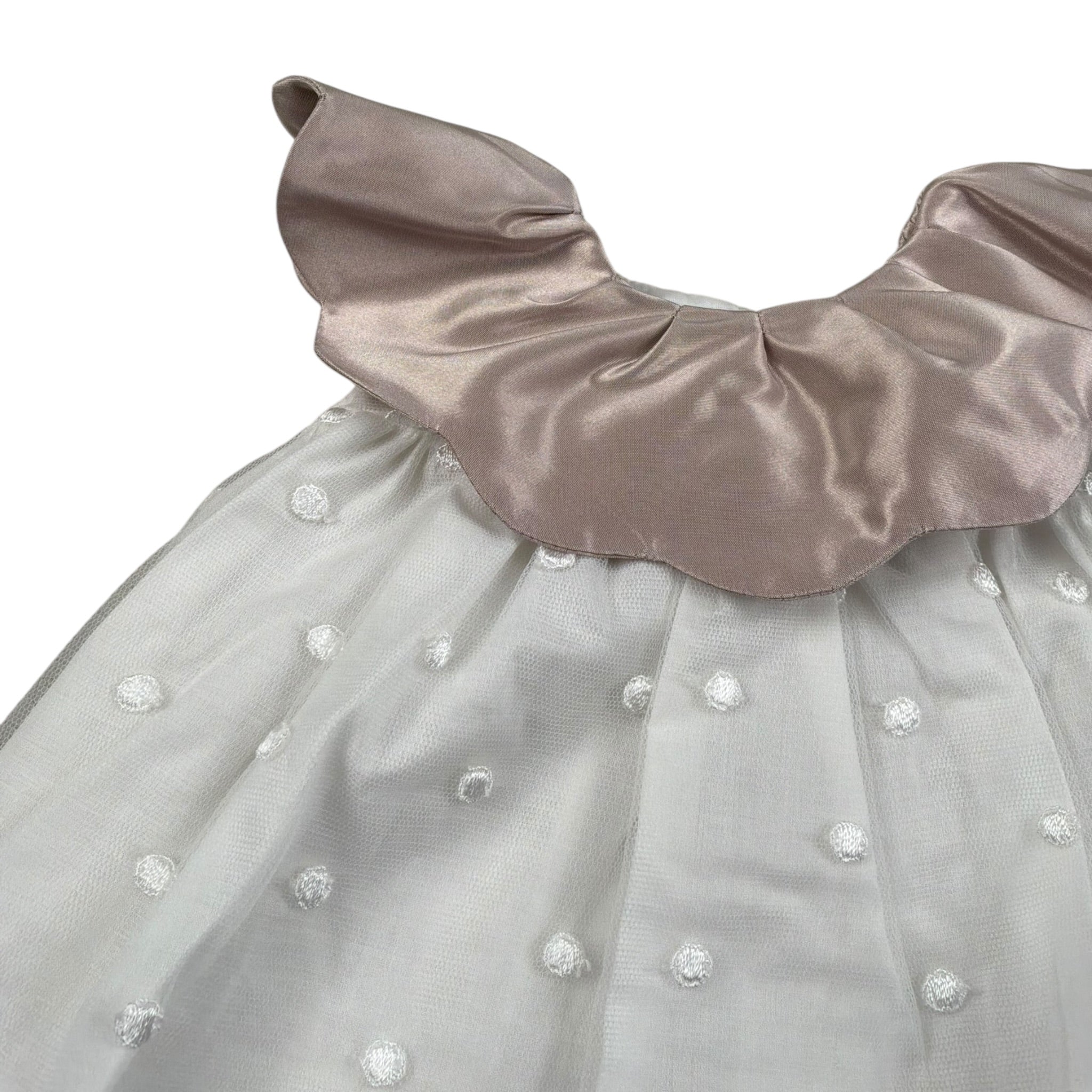 La Stupenderia Abito Giromanica tinta unita Cn Tulle Bianco per Neonata CCAB72 BIANCO LA STUPENDERIA 