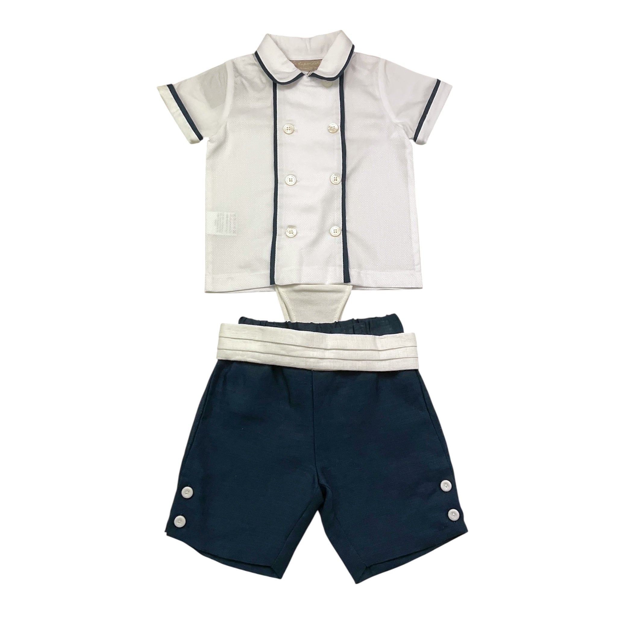 La Stupenderia Completo 2 Pezzi Camicia-Bermuda Bicolore per Neonato CCCT71 BIANCO/BLU LA STUPENDERIA 
