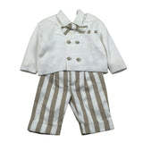Marlu' Completo 4 Pezzi Cardigan-Camicia-Papillin-Pantalone per Neonato EF6661 PANNA MARLU' 