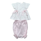 La Stupenderia Completo 2 Pezzi Camicia-Coulotte Bicolore per Neonata TBCT52 BIANCO/ROSA LA STUPENDERIA 