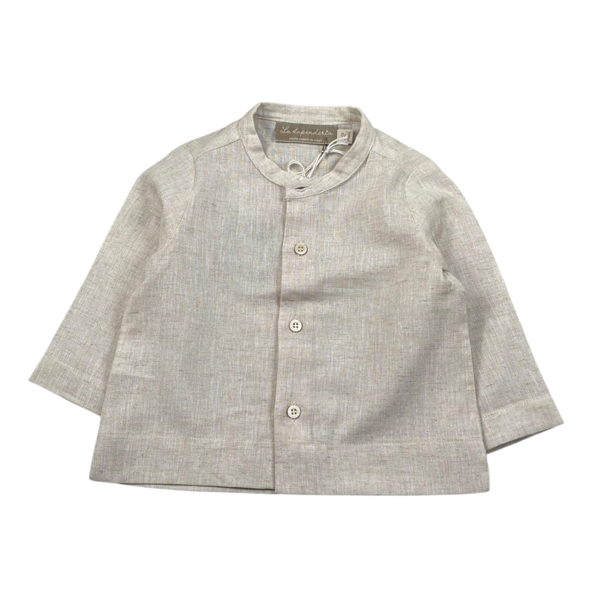 La Stupenderia Camicia tinta unita con Collo Coreano Beige per Bambino TCCM73J BEIGE LA STUPENDERIA 