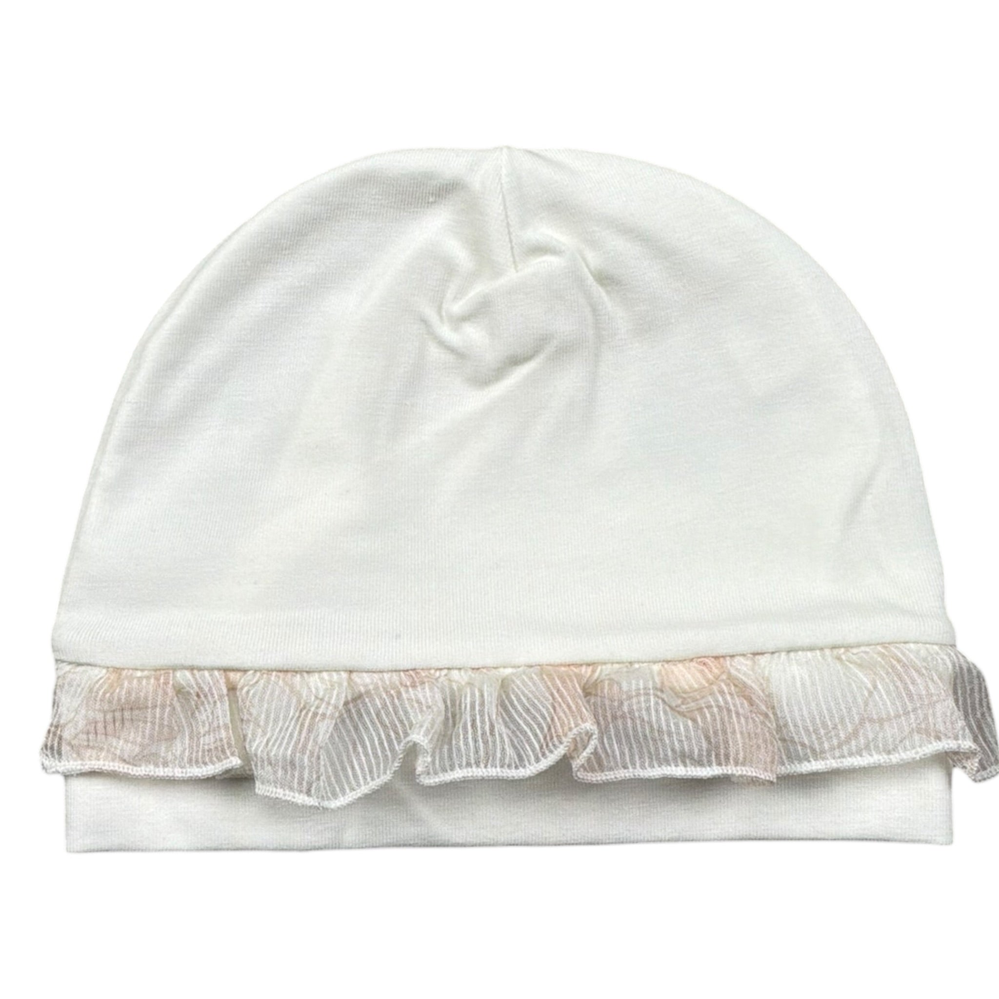 Lalalu' Cappello tinta unita con Ricami Bianco per Neonata CAL16P BIANCO LALALU' 
