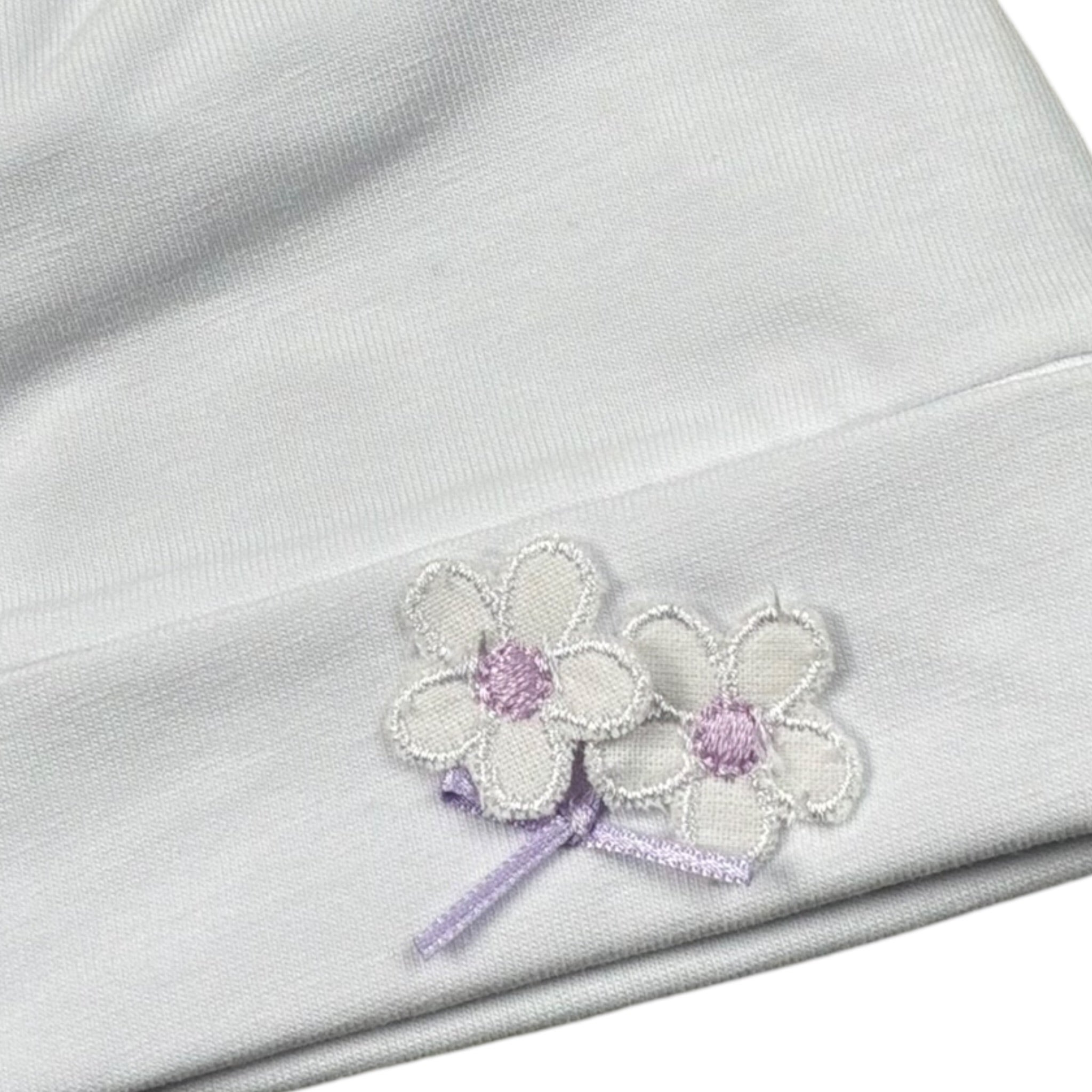 Lalalu' Cappello tinta unita con Ricami Bianco per Neonata CAL7G BIANCO LALALU' 