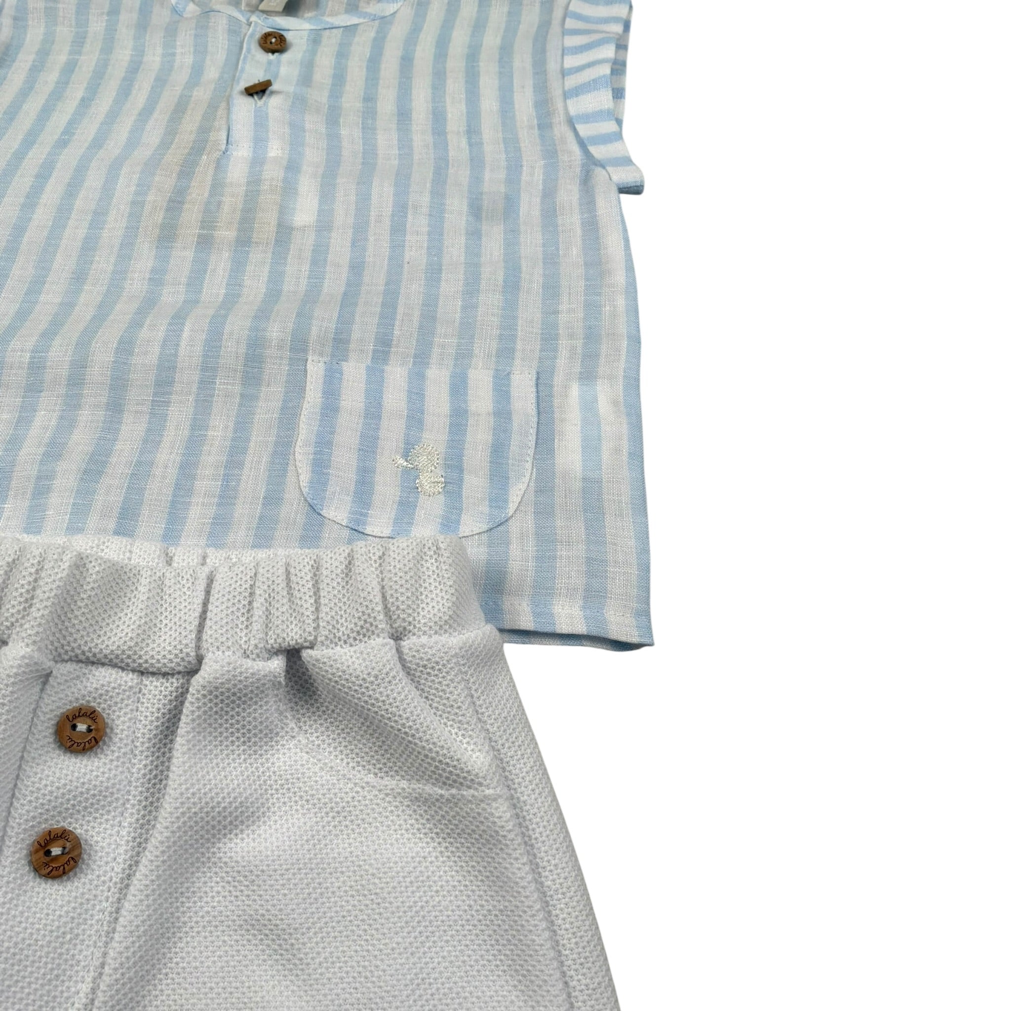 Lalalu' Completo 2 Pezzi Camicia-Bermuda Bianco/Beige per Neonato CCTL01G BIANCO/BEIGE LALALU' 