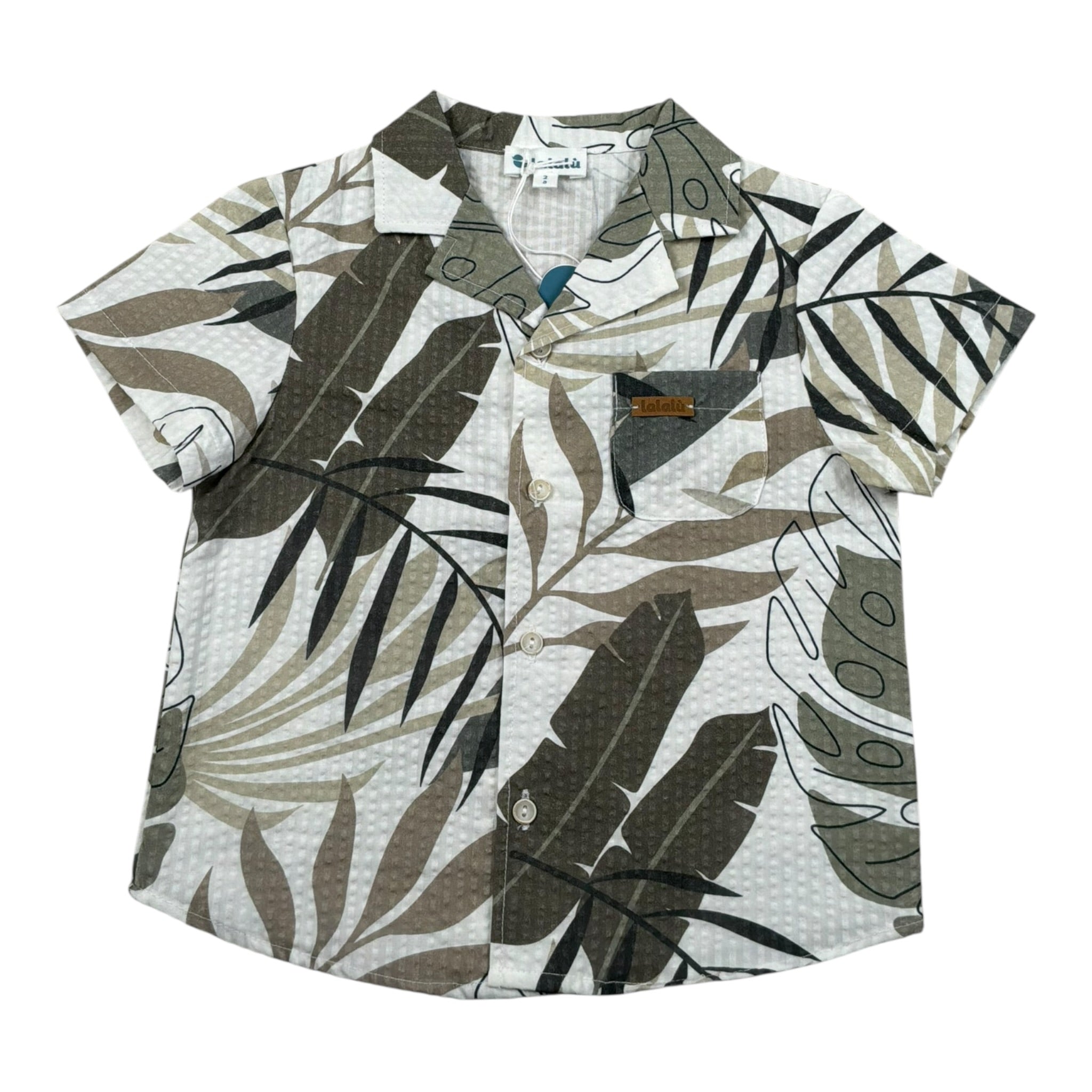 Lalalu' Camicia tinta unita Mezza Manica con Fantasia Bianco per Neonato CML350PBX BIANCO LALALU' 