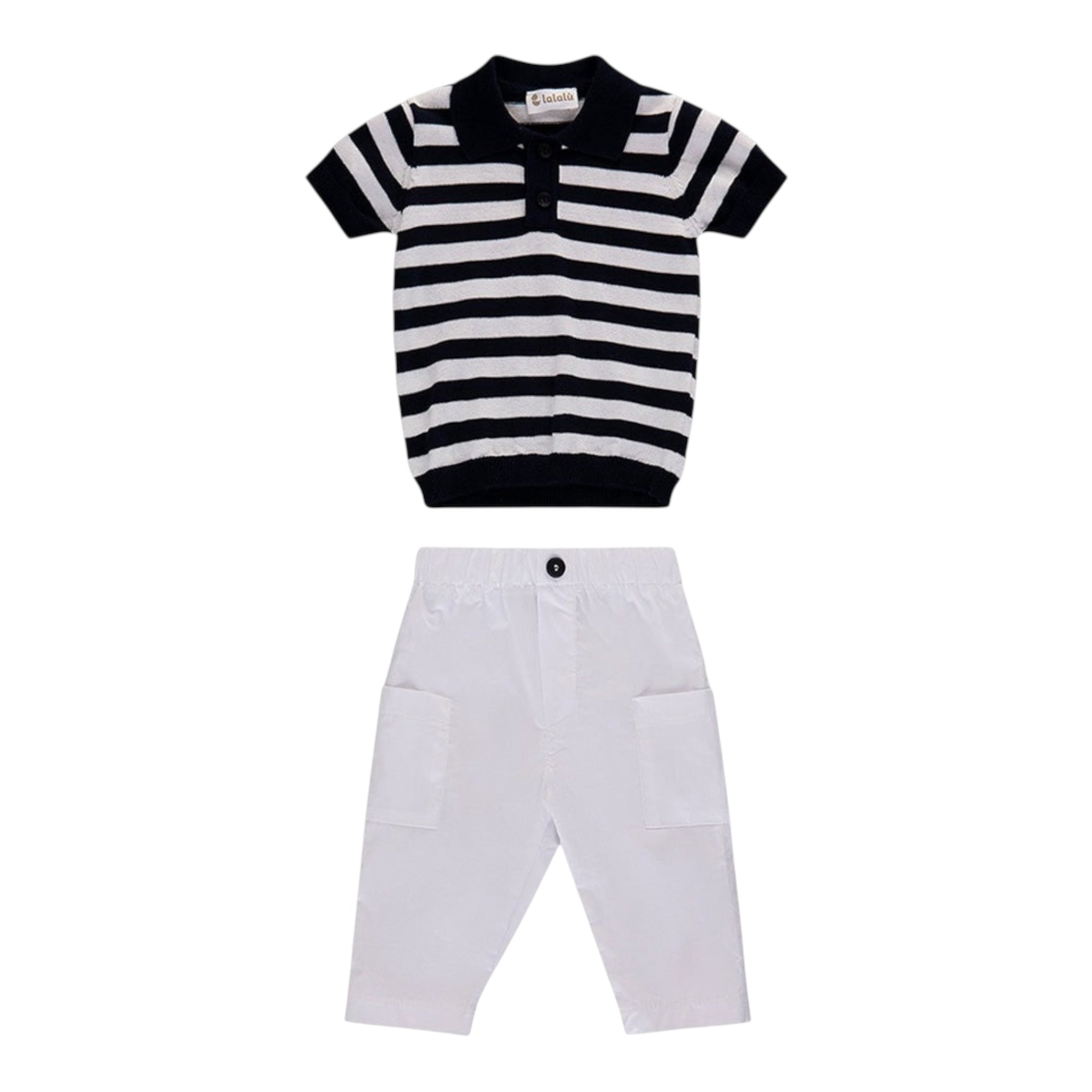 Lalalu' Completo 2 Pezzi Polo-Pantalone per Neonato CTL04P BIANCO/BLU LALALU' 