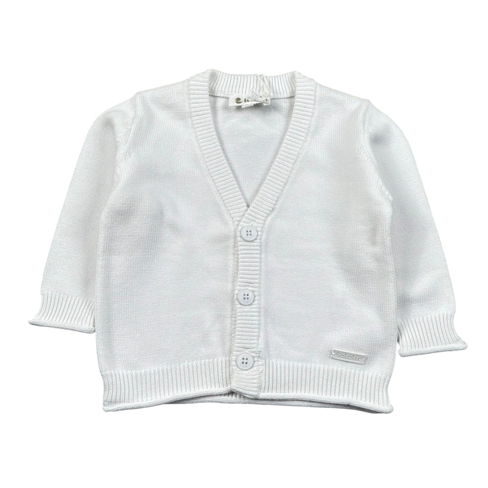 Lalalu' Cardigan tinta unita con Logo Bianco per Neonata MGL1P BIANCO LALALU' 