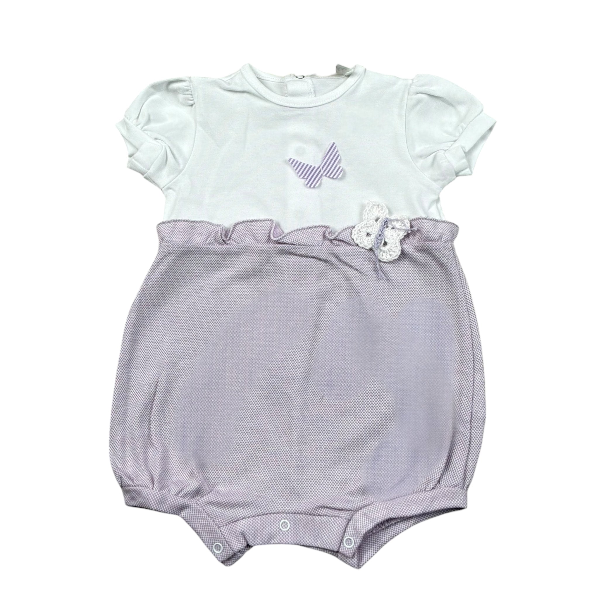 Lalalu' Pagliaccetto Bicolore Mezza Manica per Neonata PAL13P BIANCO/ROSA LALALU' 