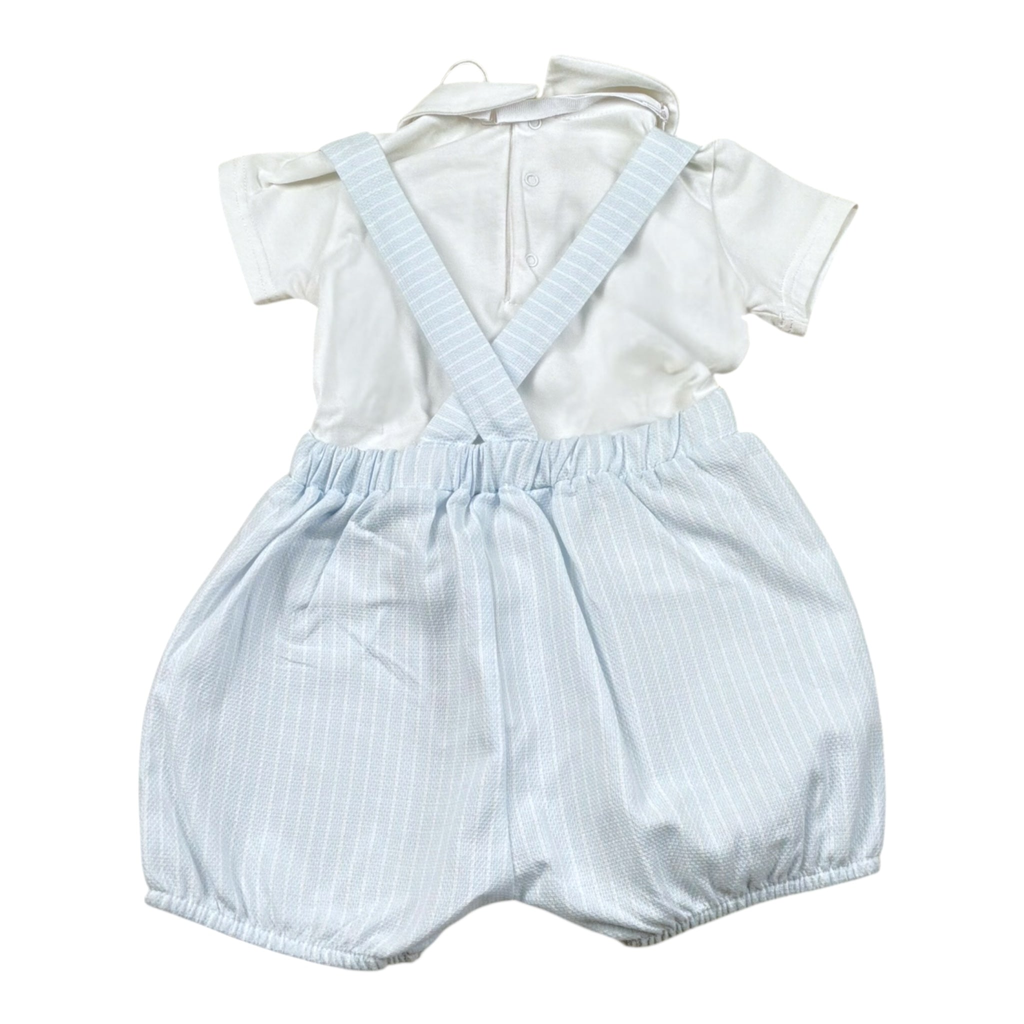 Lalalu' Completo 3 Pezzi Salopette-T-Shirt-Papillions per Neonato SLT1I BIANCO/AZZURRO LALALU' 