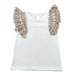 Lalalu' T-Shirt tinta unita con Balze Bianco per Bambina TSL70PB BIANCO LALALU' 