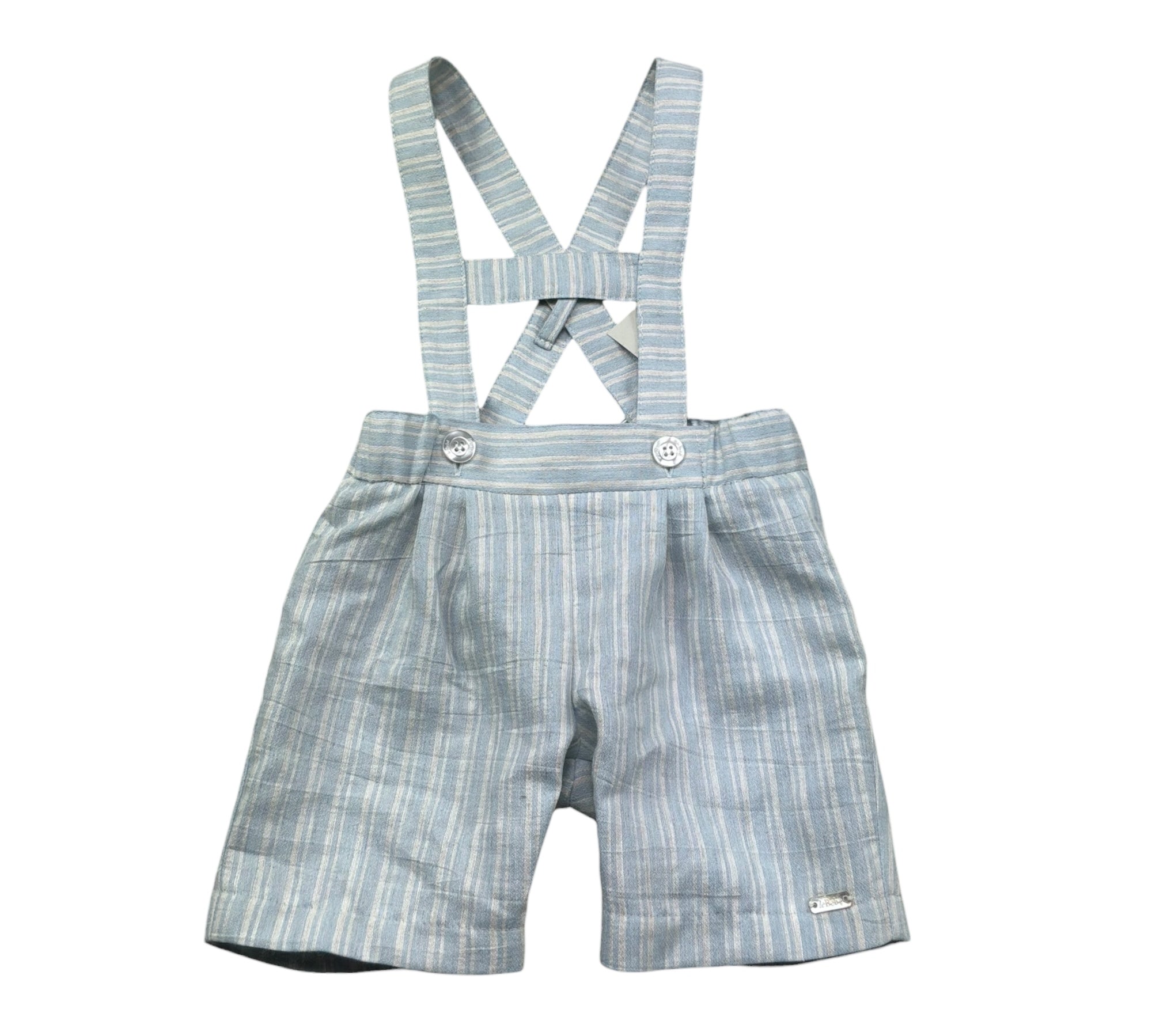 Le Bebe Bermuda con Bretelle Fantasia A Righe per Neonato LBB5377 AZZURRO LE BEBE 