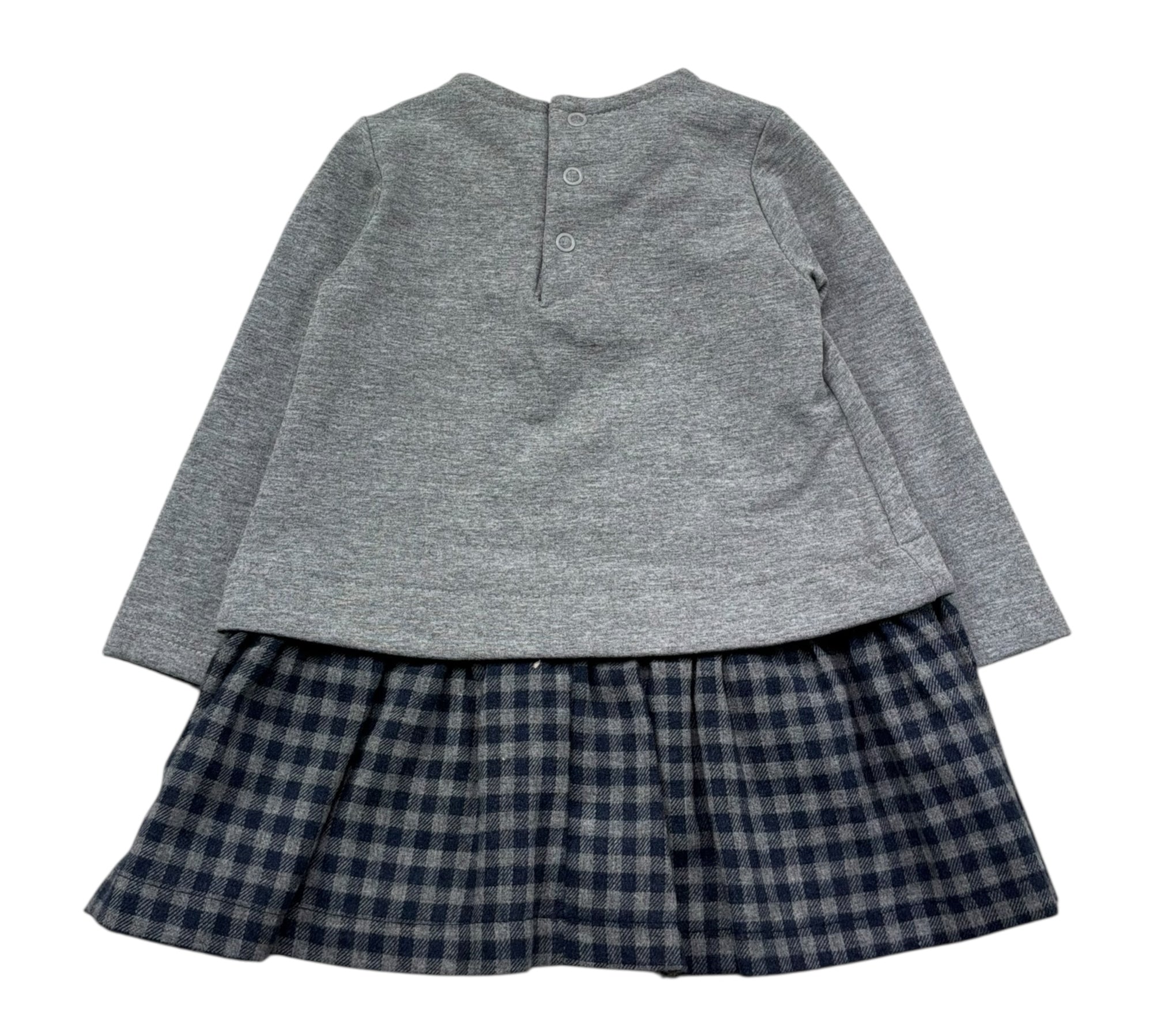 Le Bebe Abito Manica Lunga Tinta Unita con Applicazioni per Neonata LBG0369 GRIGIO LE BEBE 