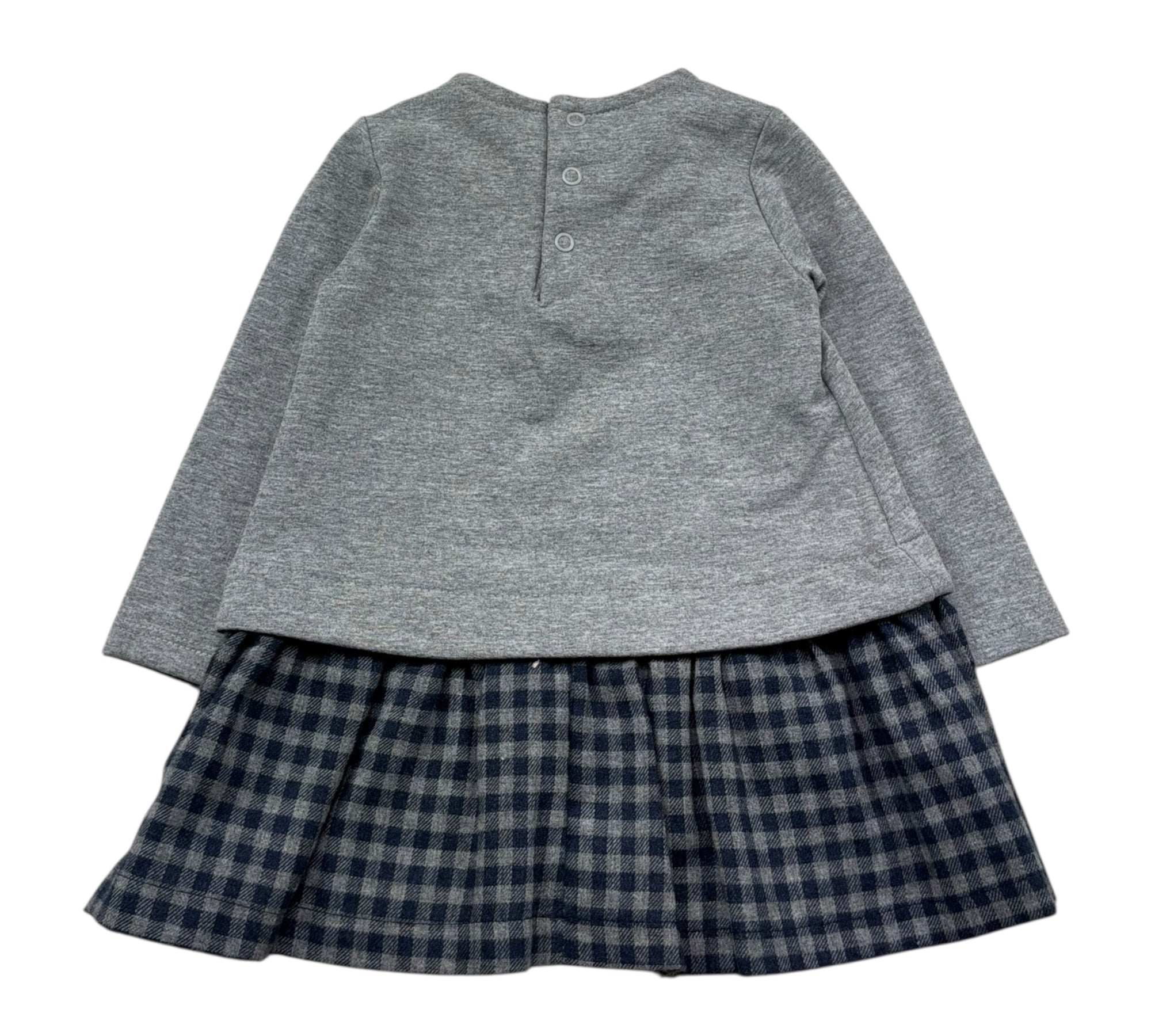 Le Bebe Abito Manica Lunga Tinta Unita con Applicazioni per Neonata LBG0369 GRIGIO LE BEBE 
