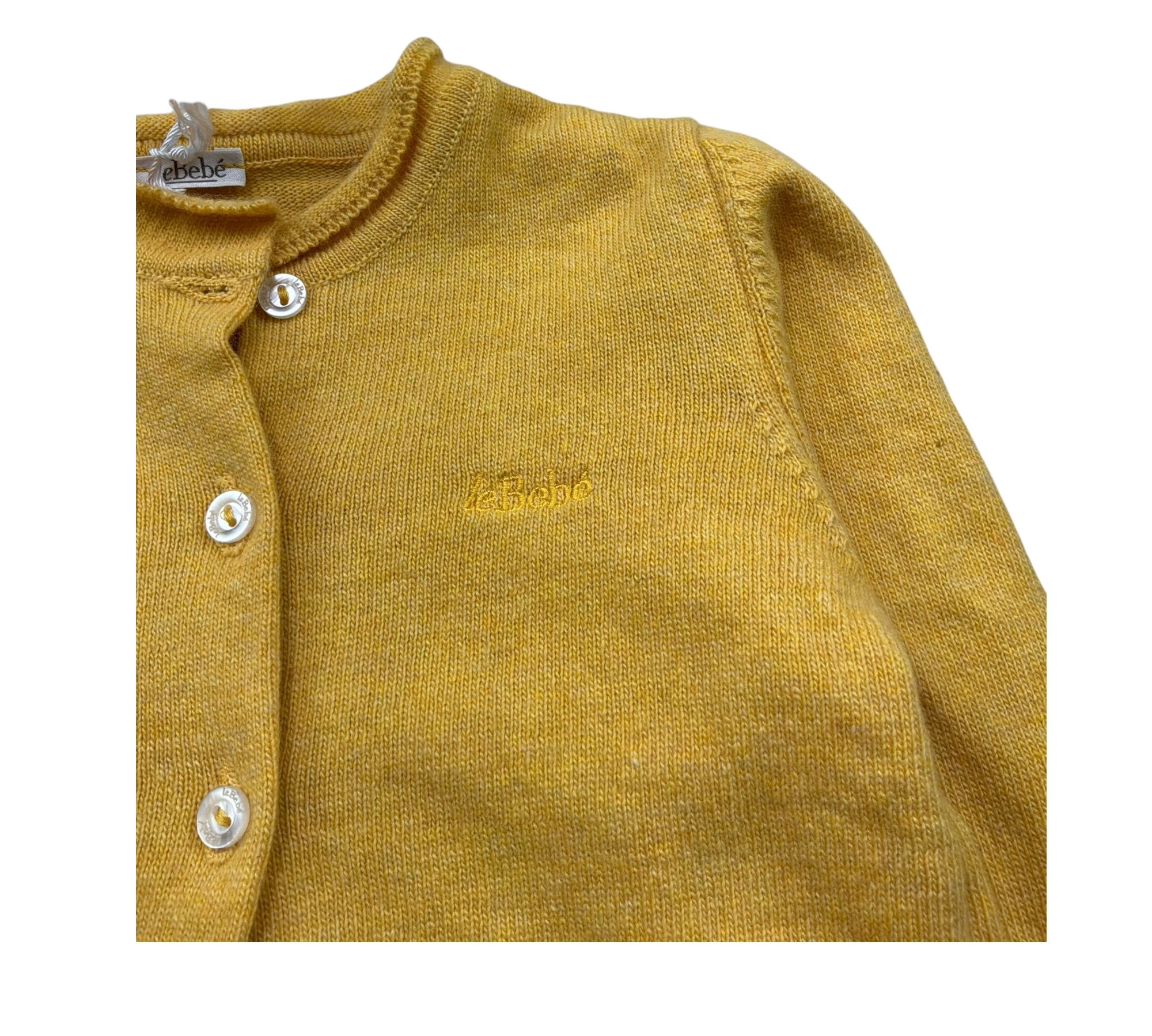 Le Bebe Coprispalle Tinta Unita con Bottoni In Contrasto per Neonata LBG0427 GIALLO OCRA LE BEBE 