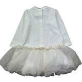 Le Bebe Abito Manica Lunga Tinta Unita con Gonna Tulle per Neonata LBG0465 BIANCO LE BEBE 