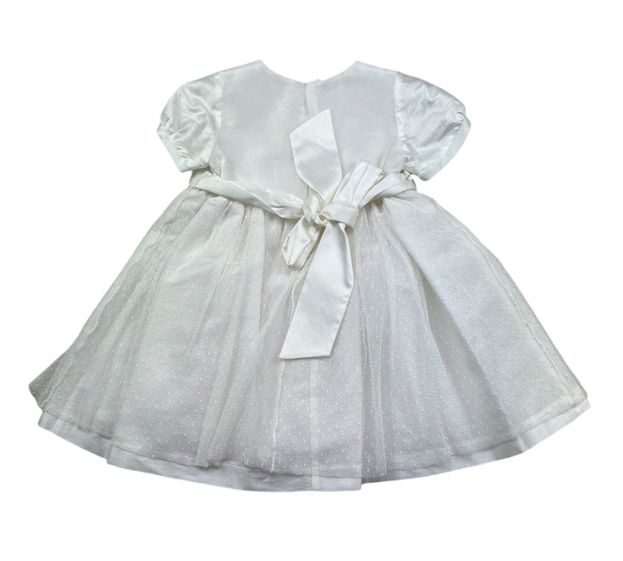Le Bebe Abito Mezza Manica Tinta Unita con Cinturino per Neonata LBG0877 BIANCO LE BEBE 