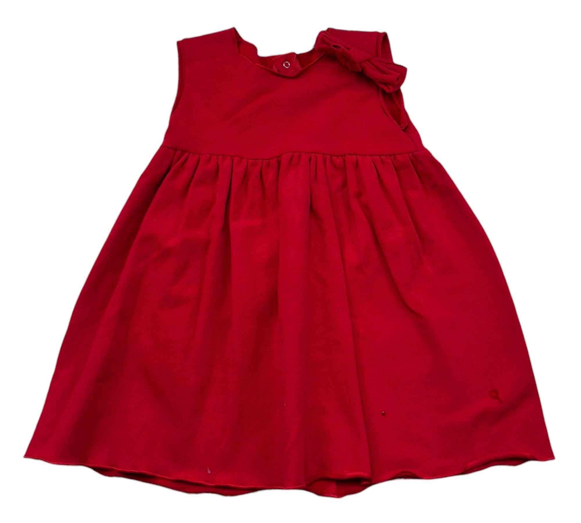 Le Bebe Abito Giromanica Tinta Unita con Fiocco per Neonata LBG0916 ROSSO LE BEBE 