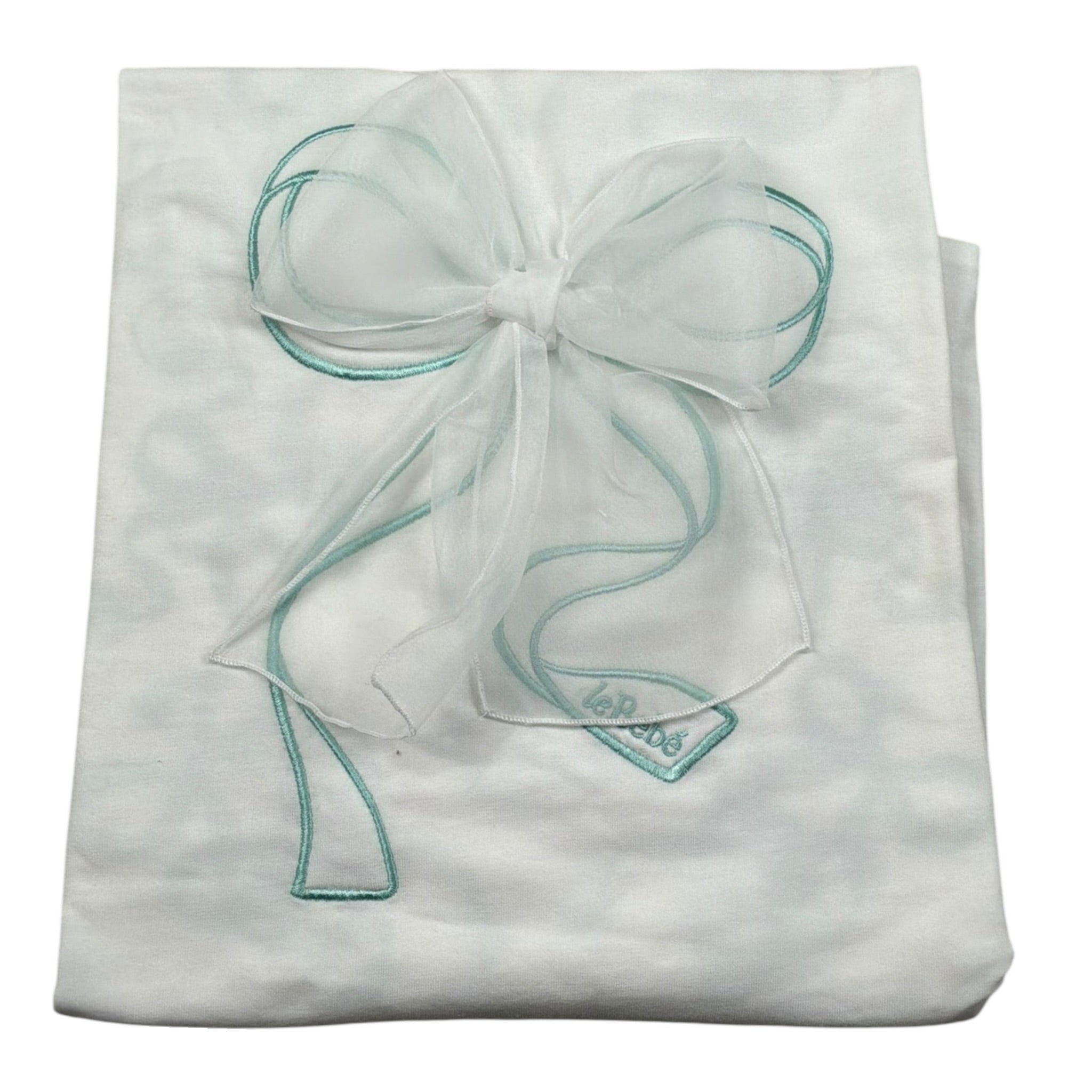 Le Bebe Coperta Tinta Unita con Fantasia Fiocchi per Neonata LBG5615X BIANCO LE BEBE 
