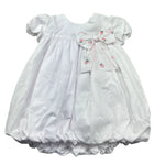Le Bebe Abito Mezza Manica Tinta Unita con Fiocco per Neonata LBG6220 BIANCO LE BEBE 