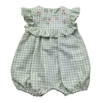 Le Bebe Pagliaccetto Mezza Manica Fantasia Quadretti per Neonata LBG6242 VERDE LE BEBE 