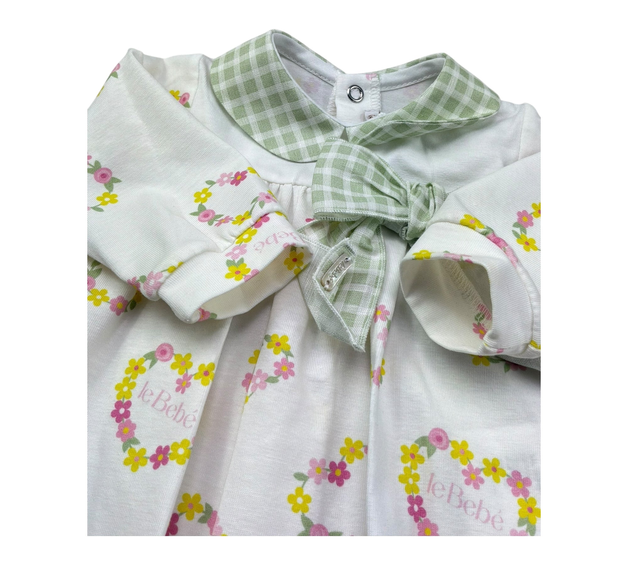 Le Bebe Tutina Manica Lunga Tinta Unita Fantasia Floreale per Neonata LBG6244 BIANCO LE BEBE 