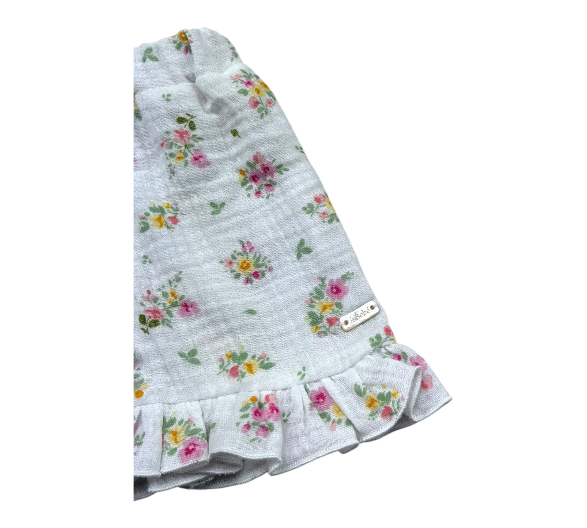 Le Bebe Short Tinta Unita Fantasia Floreale per Neonata LBG6253 BIANCO LE BEBE 