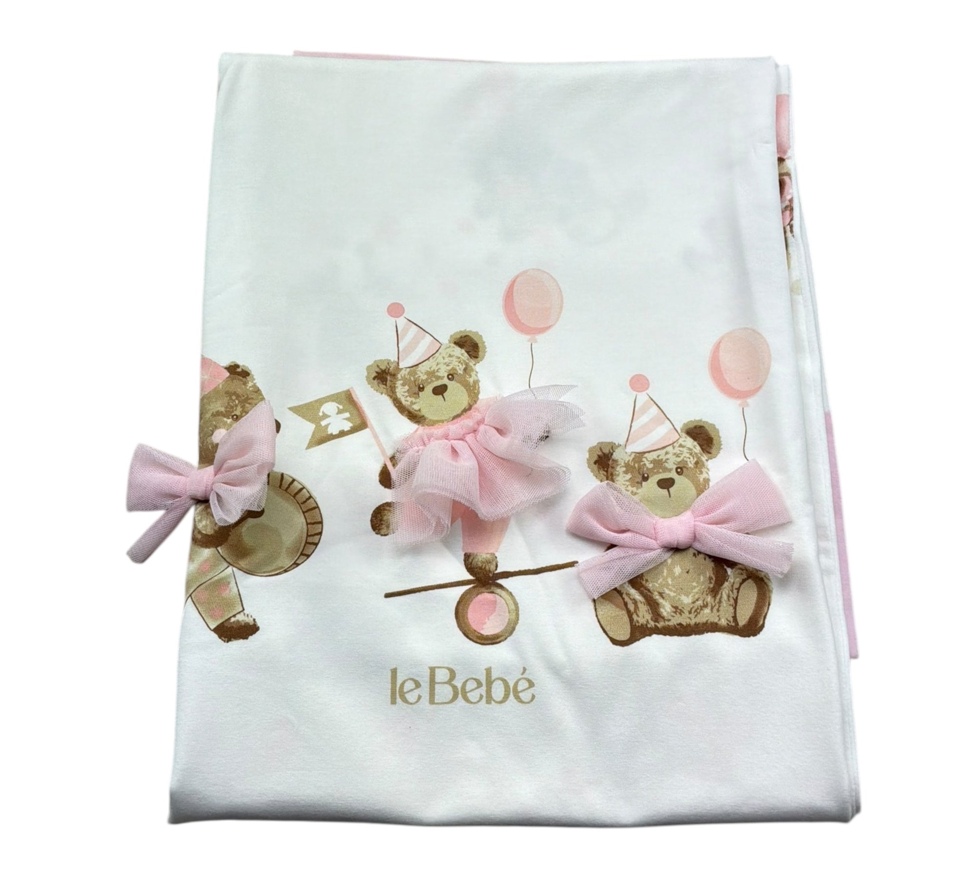 Le Bebe Coperta Tinta Unita con Stampe per Neonata LBG6259 BIANCO LE BEBE 