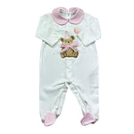 Le Bebe Tutina Manica Lunga Tinta Unita con Colletto E Stampa In Contrasto per Neonata LBG6263 BIANCO LE BEBE 
