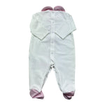 Le Bebe Tutina Manica Lunga Tinta Unita con Colletto E Stampa In Contrasto per Neonata LBG6263 BIANCO LE BEBE 